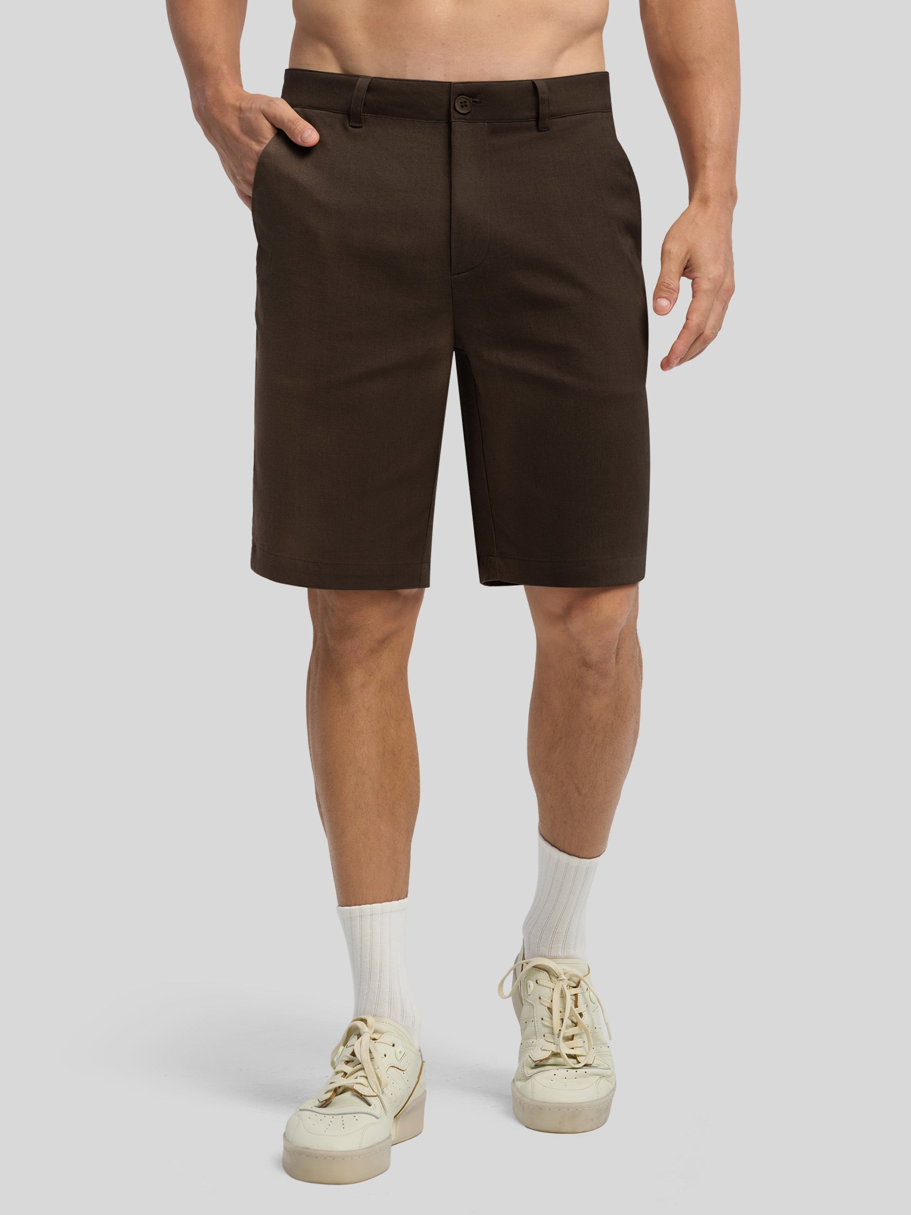 Men's Linen Shorts 10 Inch Flat Front - Image 17