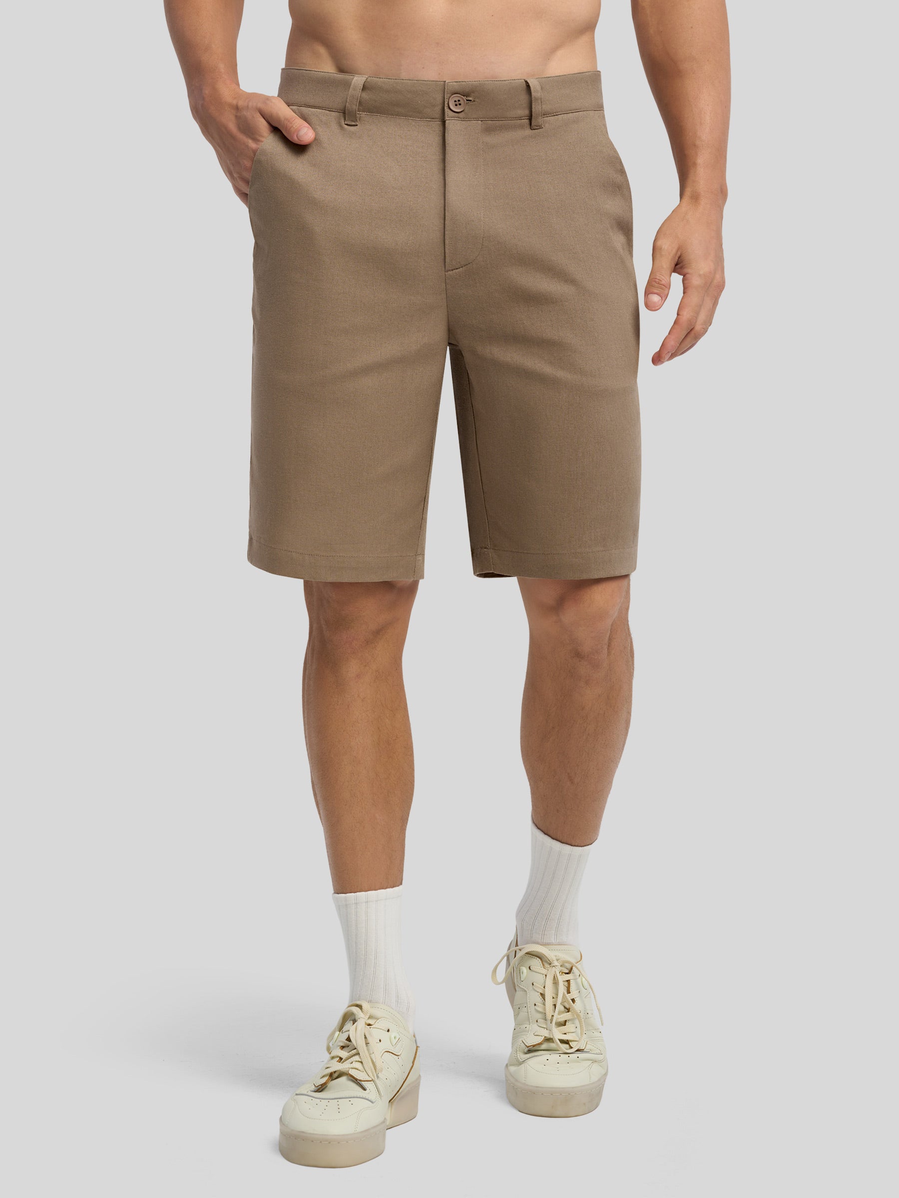 Men's Linen Shorts 10 Inch Flat Front - Image 13