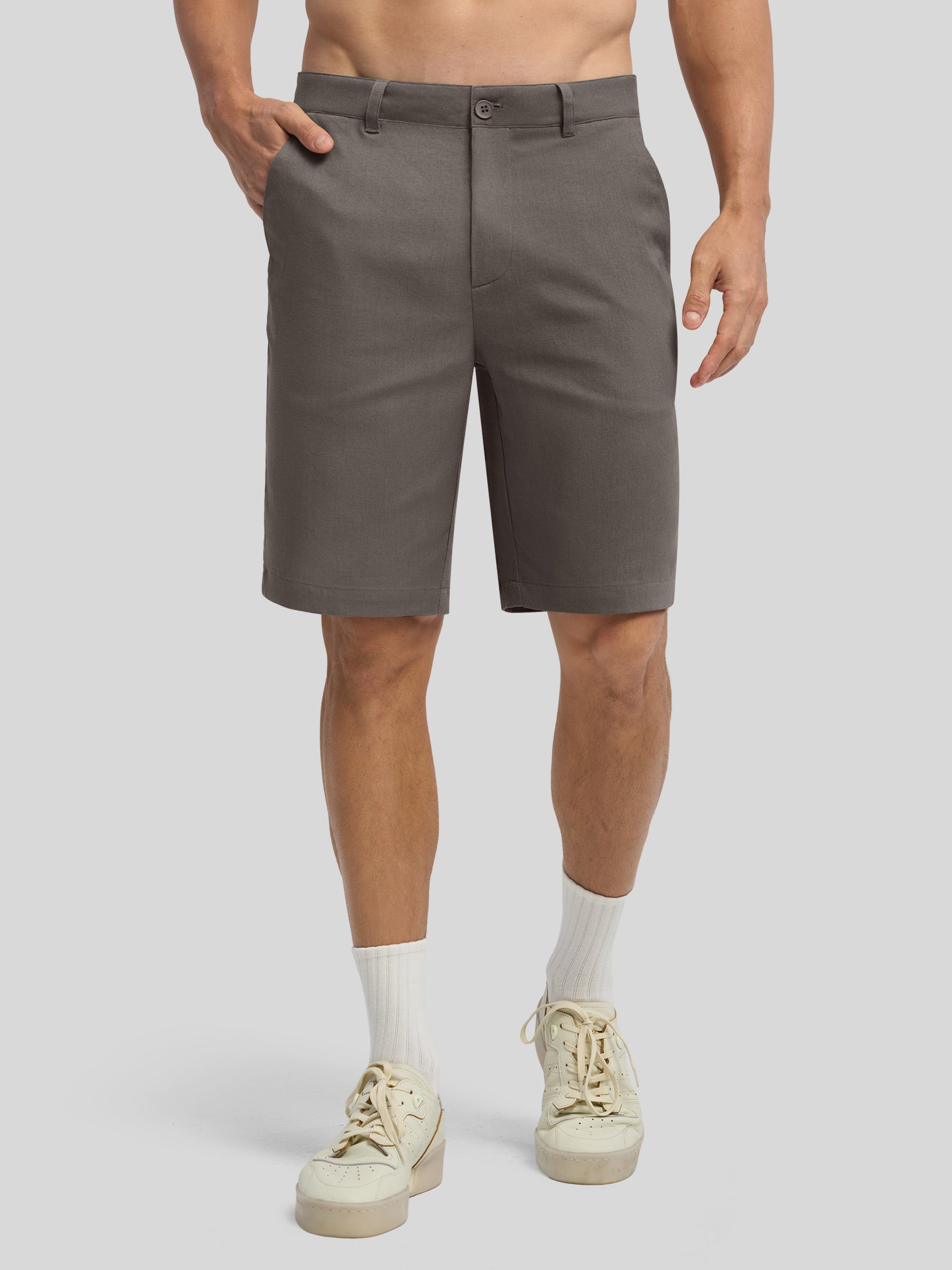 Men's Linen Shorts 10 Inch Flat Front - Image 25