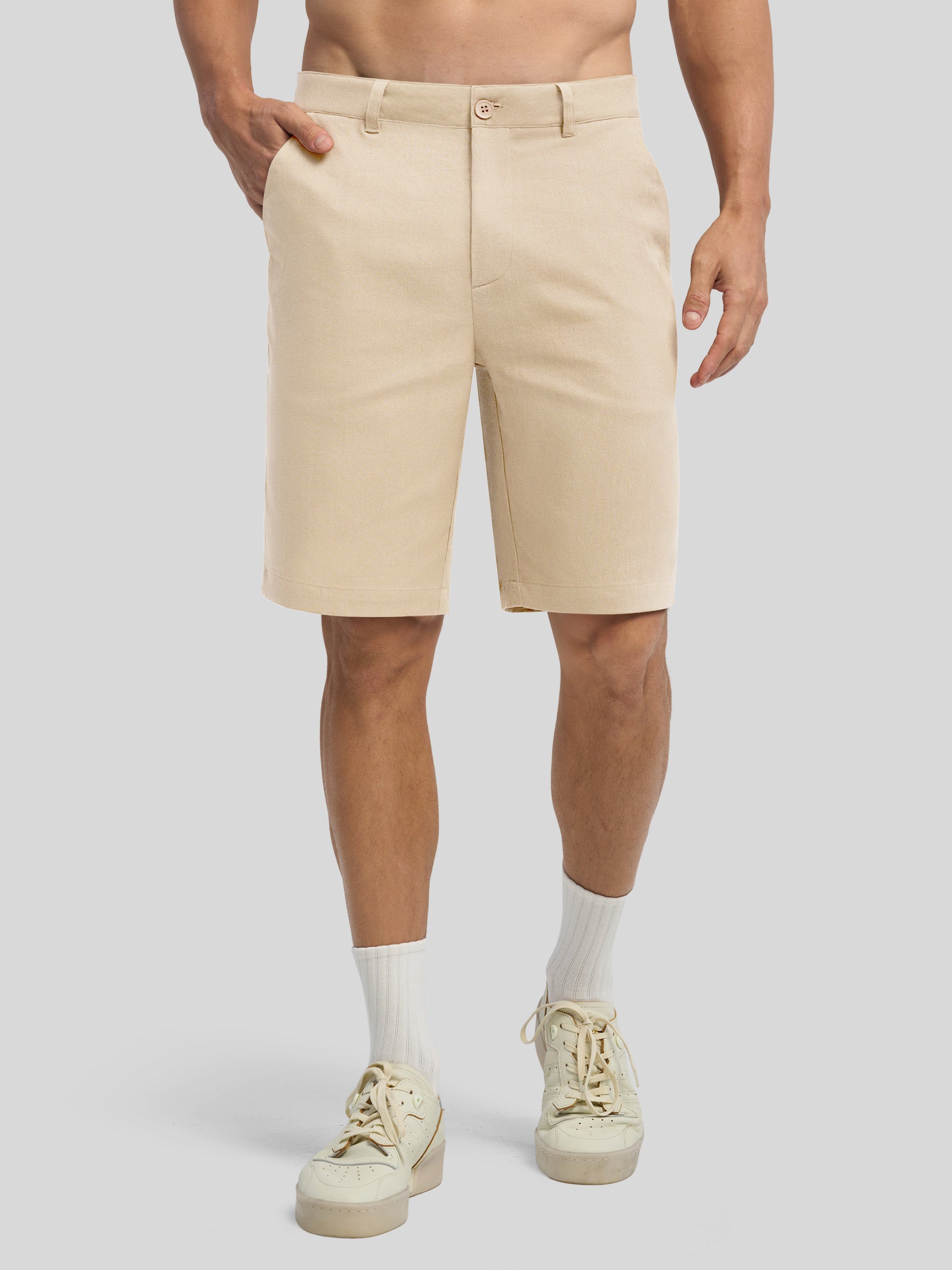 Men's Linen Shorts 10 Inch Flat Front