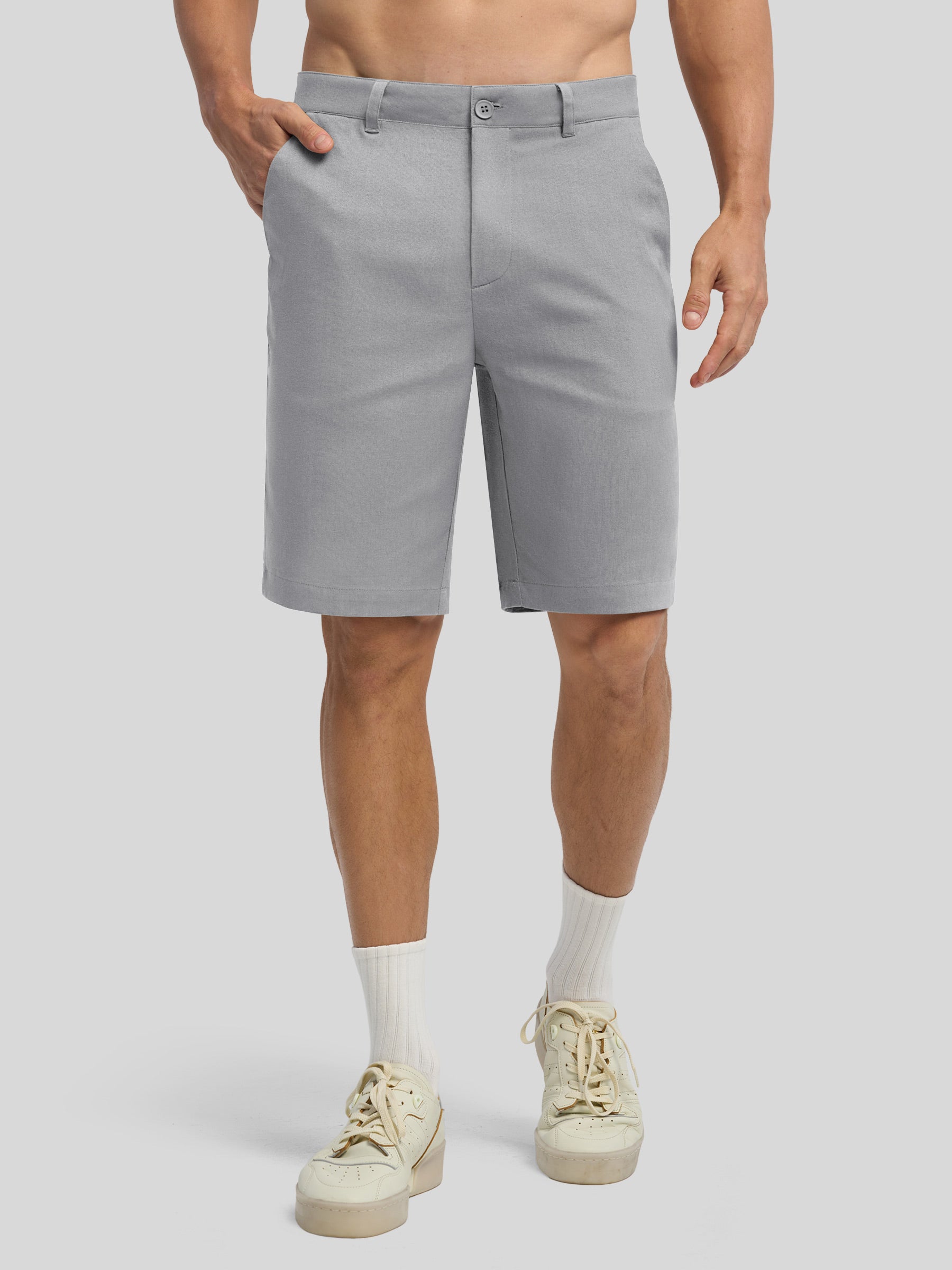 Men's Linen Shorts 10 Inch Flat Front - Image 9