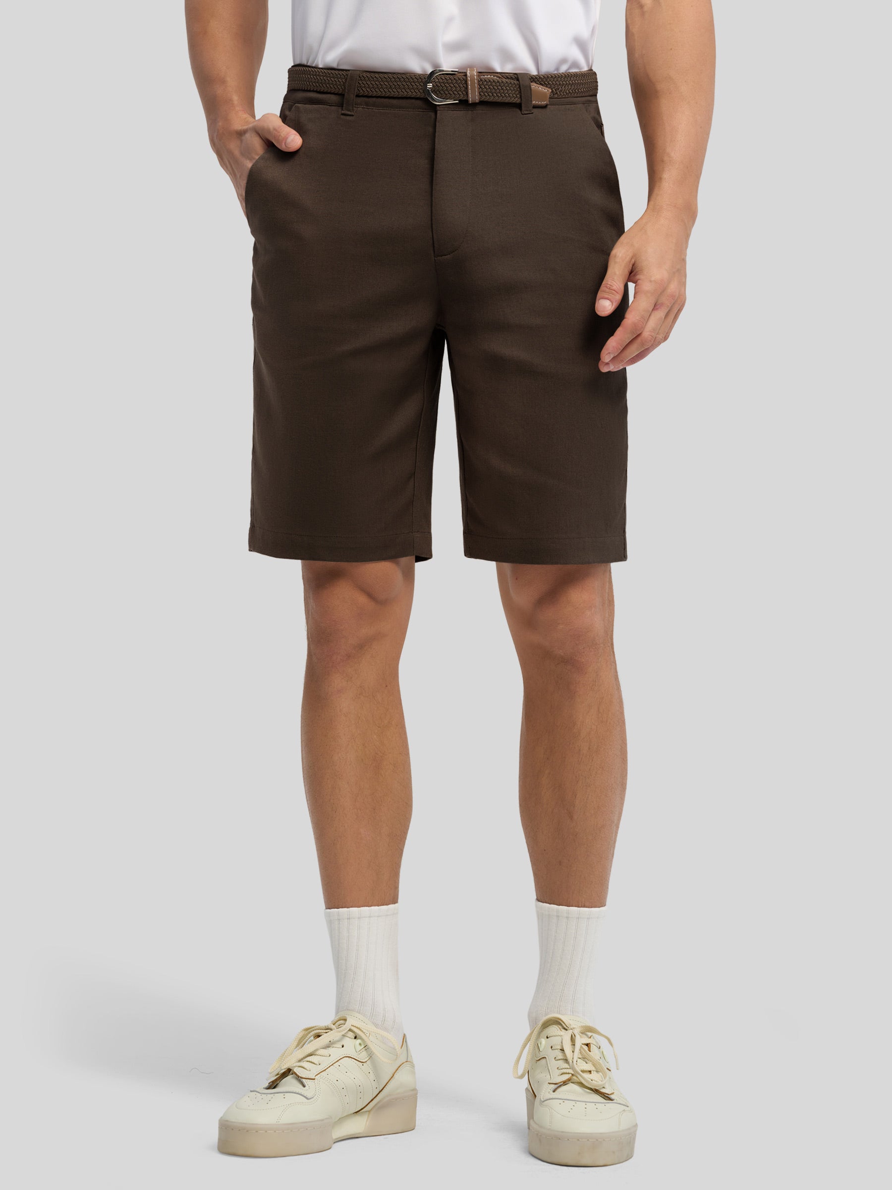 Men's Linen Shorts 10 Inch Flat Front - Image 19