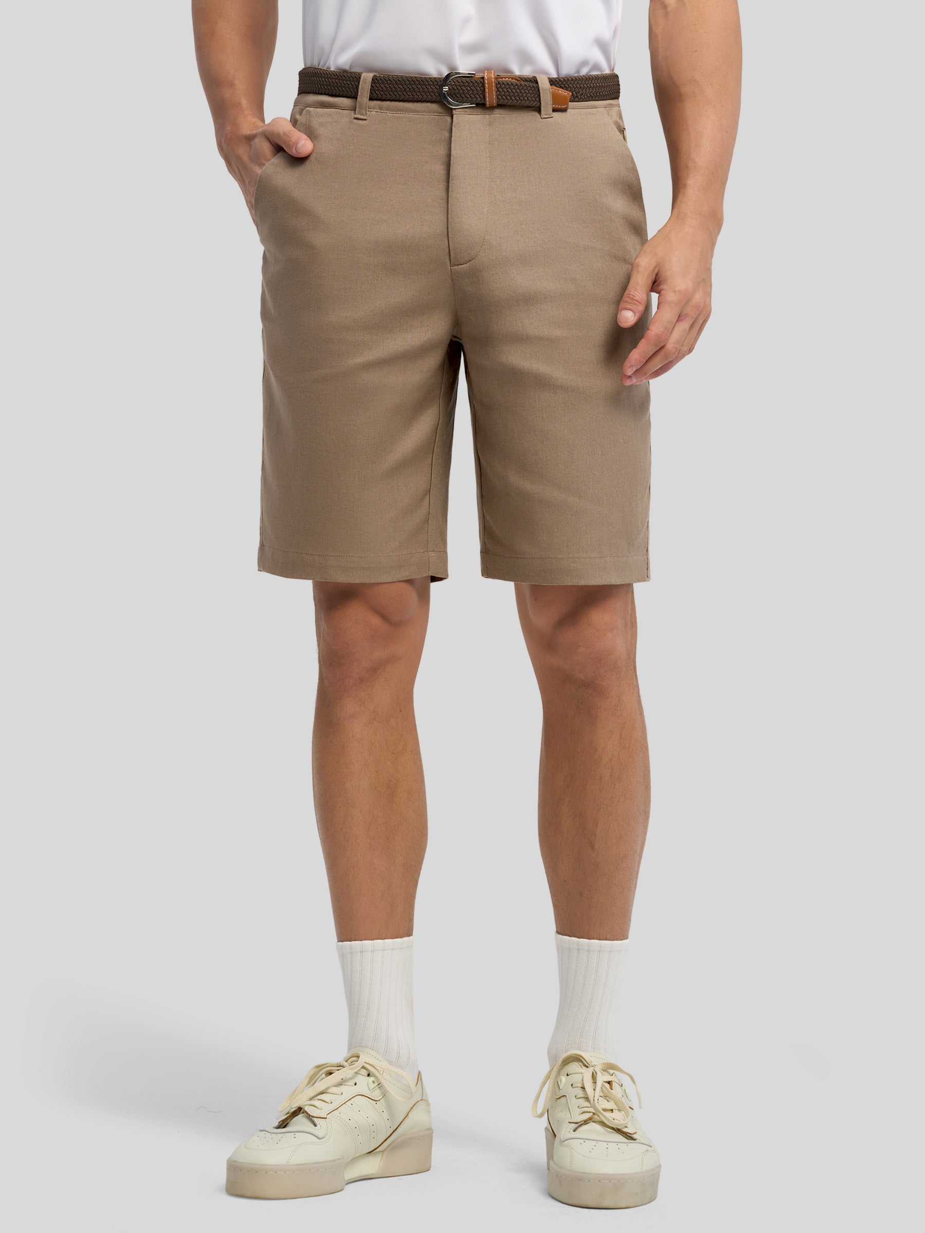 Men's Linen Shorts 10 Inch Flat Front - Image 14