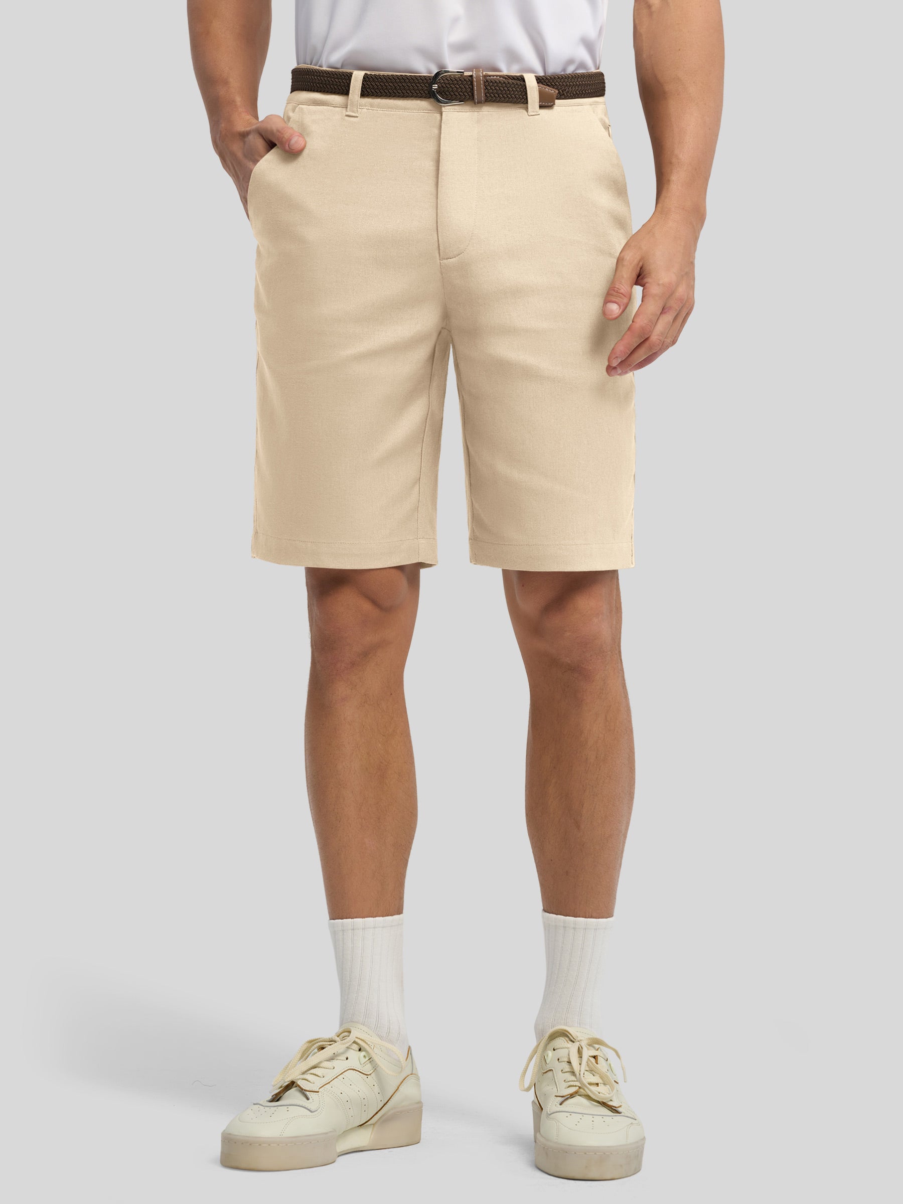 Men's Linen Shorts 10 Inch Flat Front - Image 2