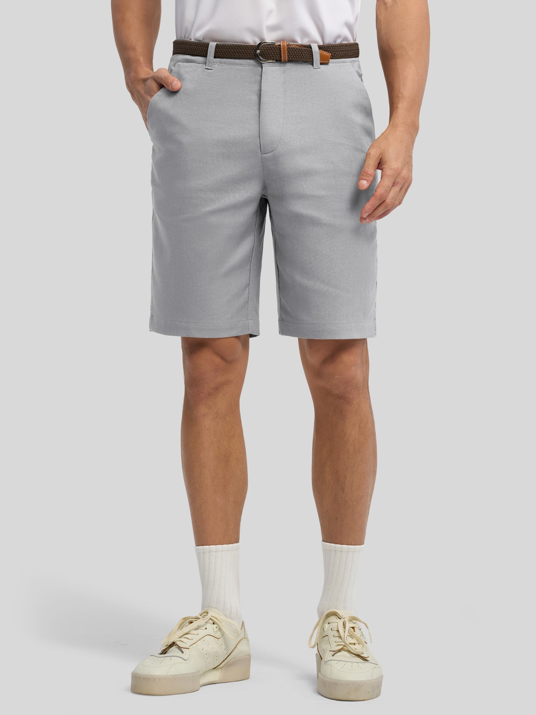 Men's Linen Shorts 10 Inch Flat Front - Image 10