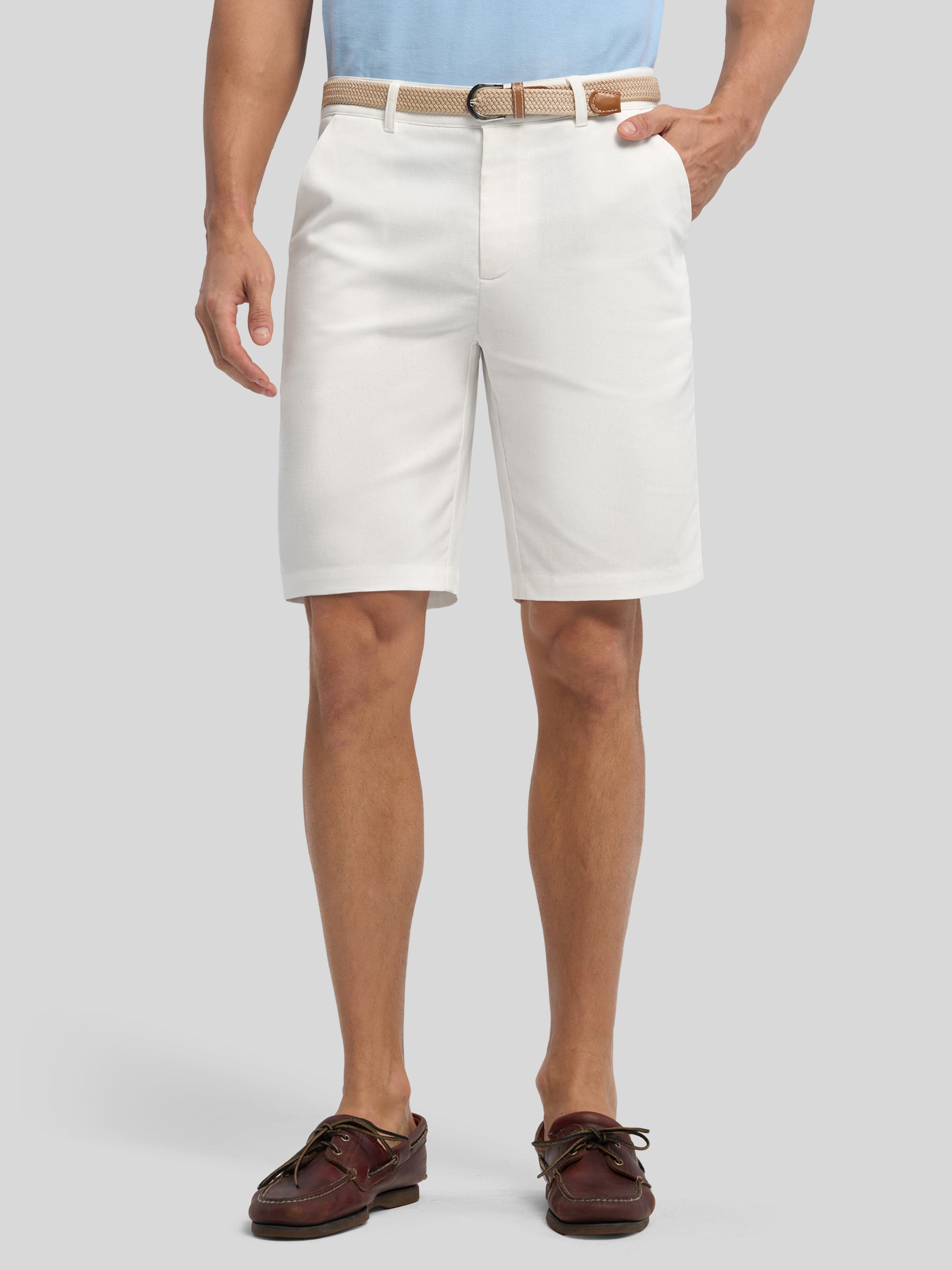 Men's Linen Shorts 10 Inch Flat Front - Image 30