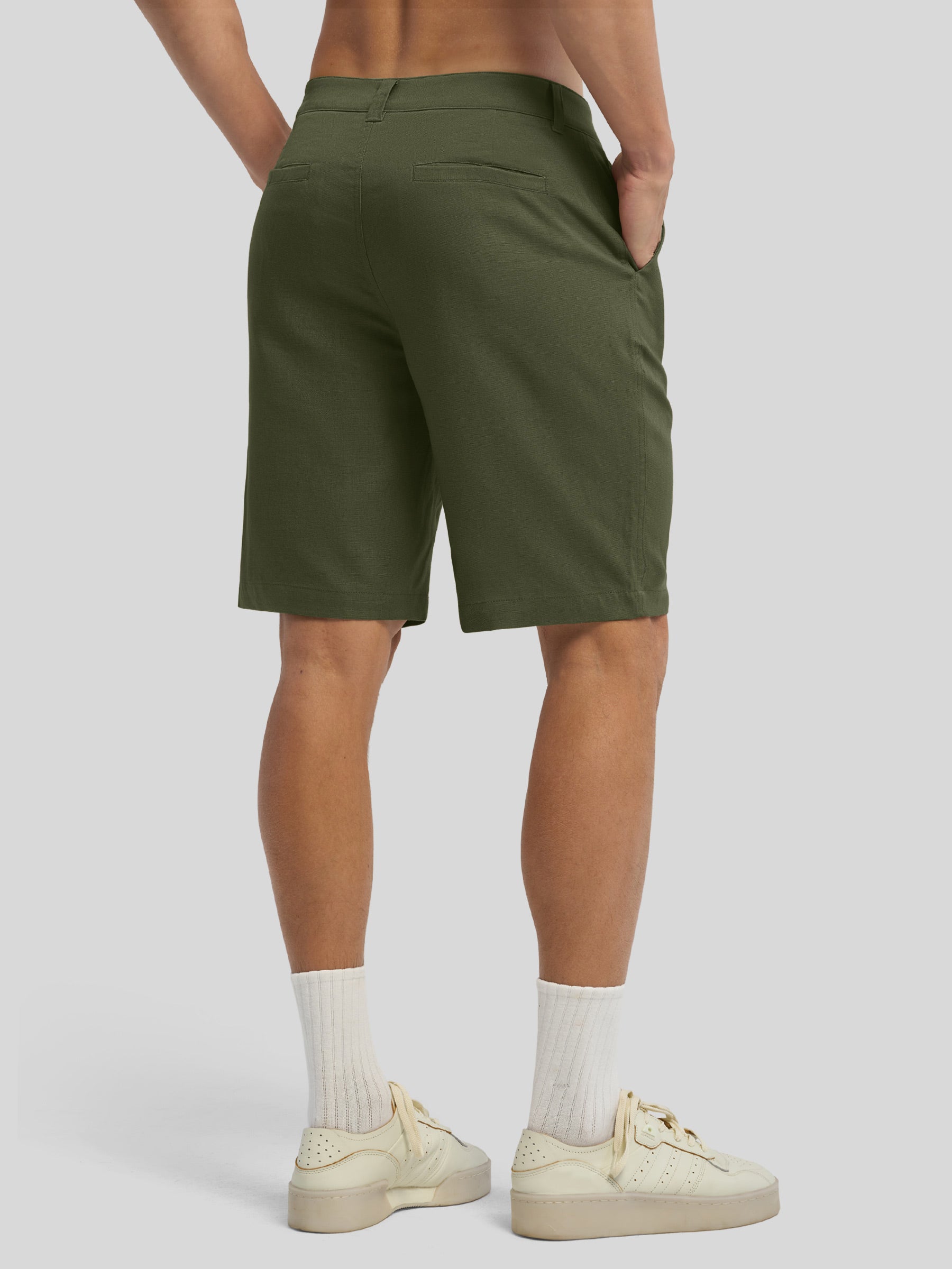 Men's Linen Shorts 10 Inch Flat Front - Image 8
