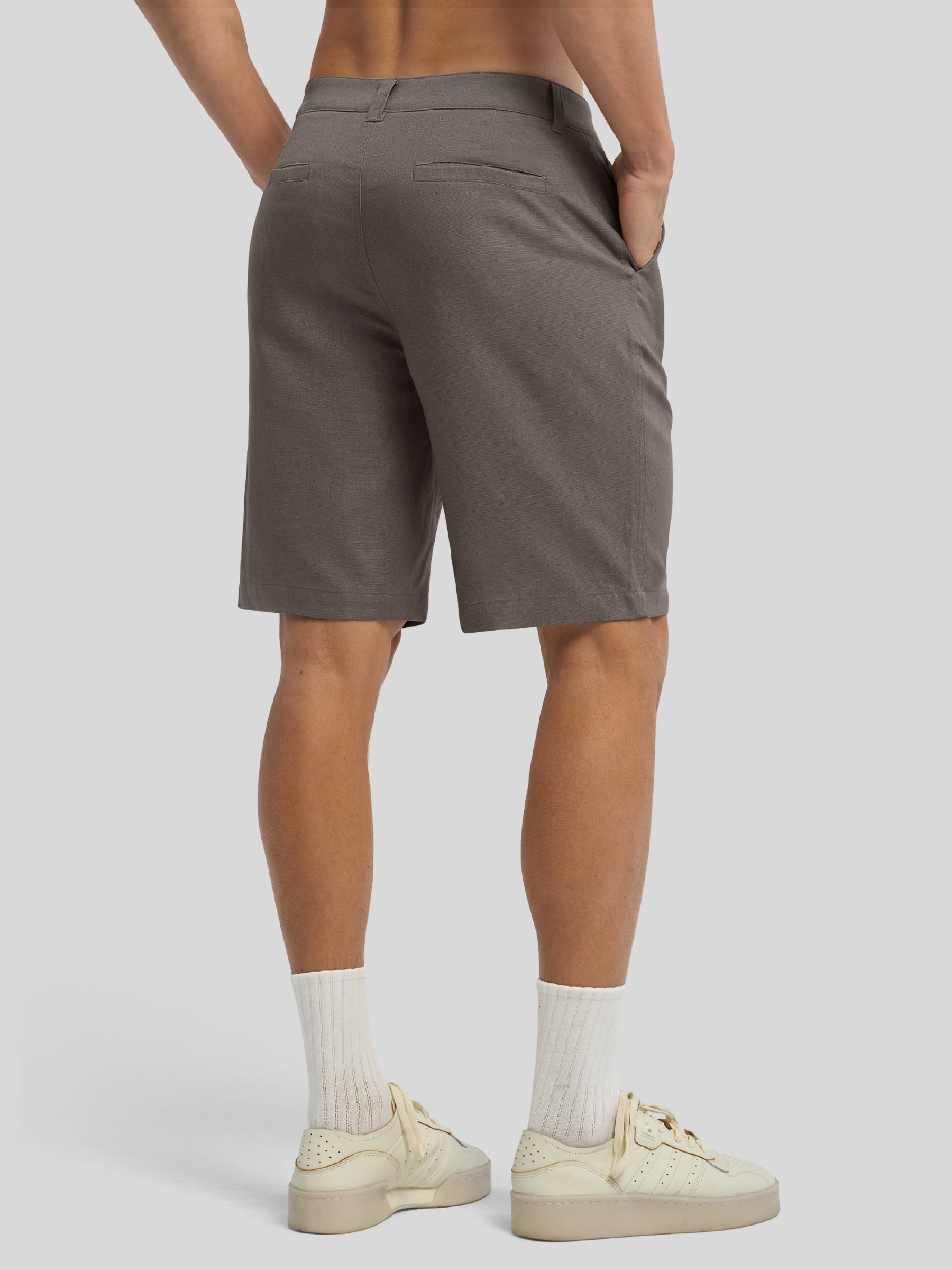 Men's Linen Shorts 10 Inch Flat Front - Image 27