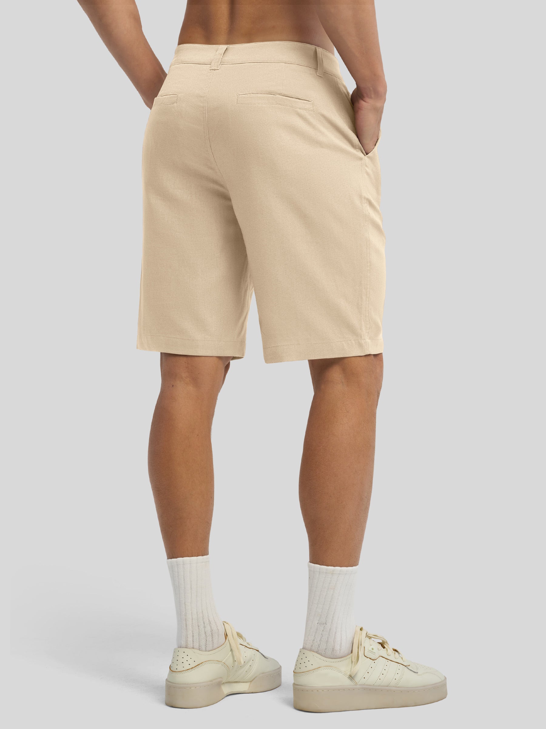 Men's Linen Shorts 10 Inch Flat Front - Image 4