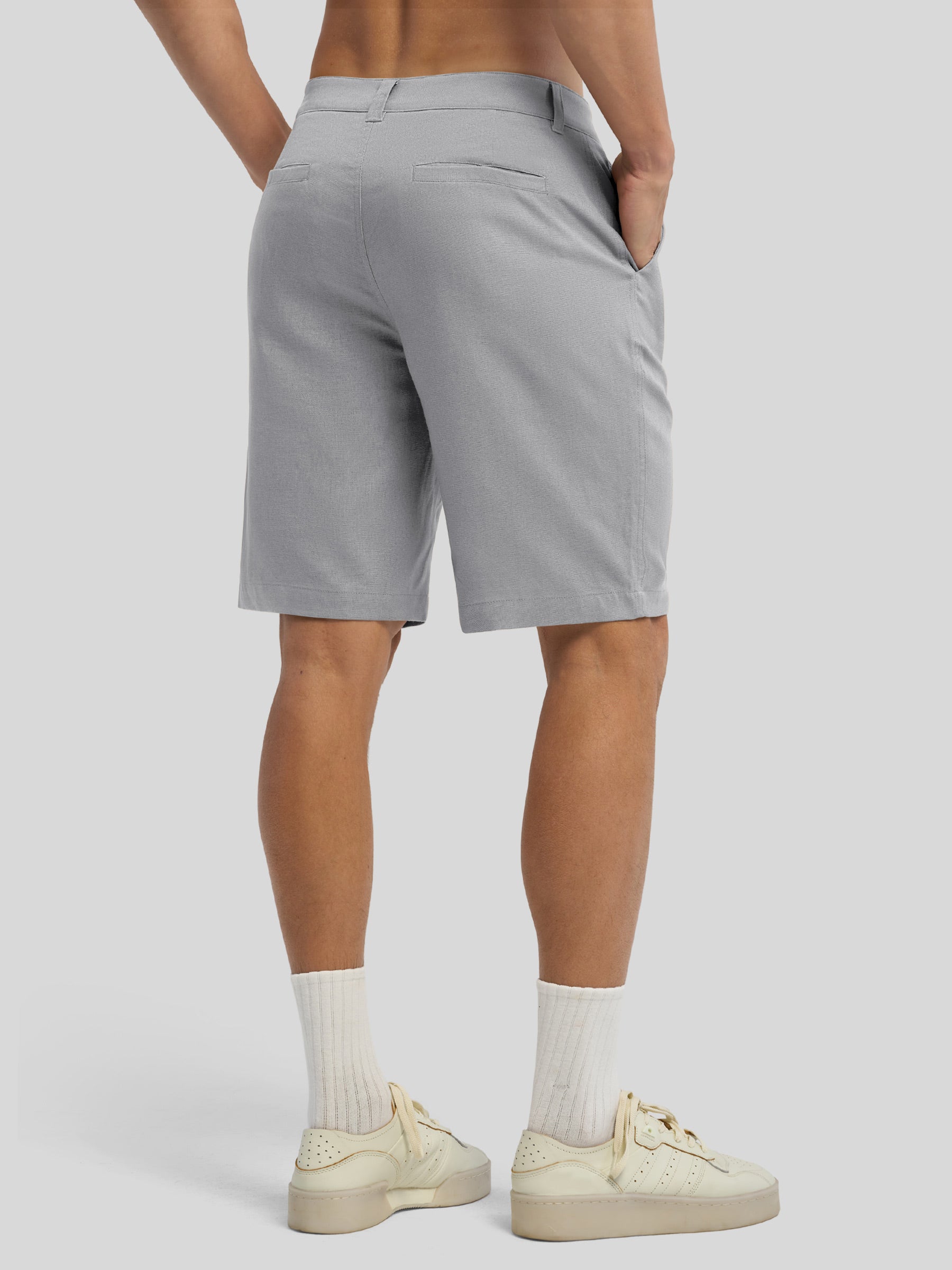 Men's Linen Shorts 10 Inch Flat Front - Image 12