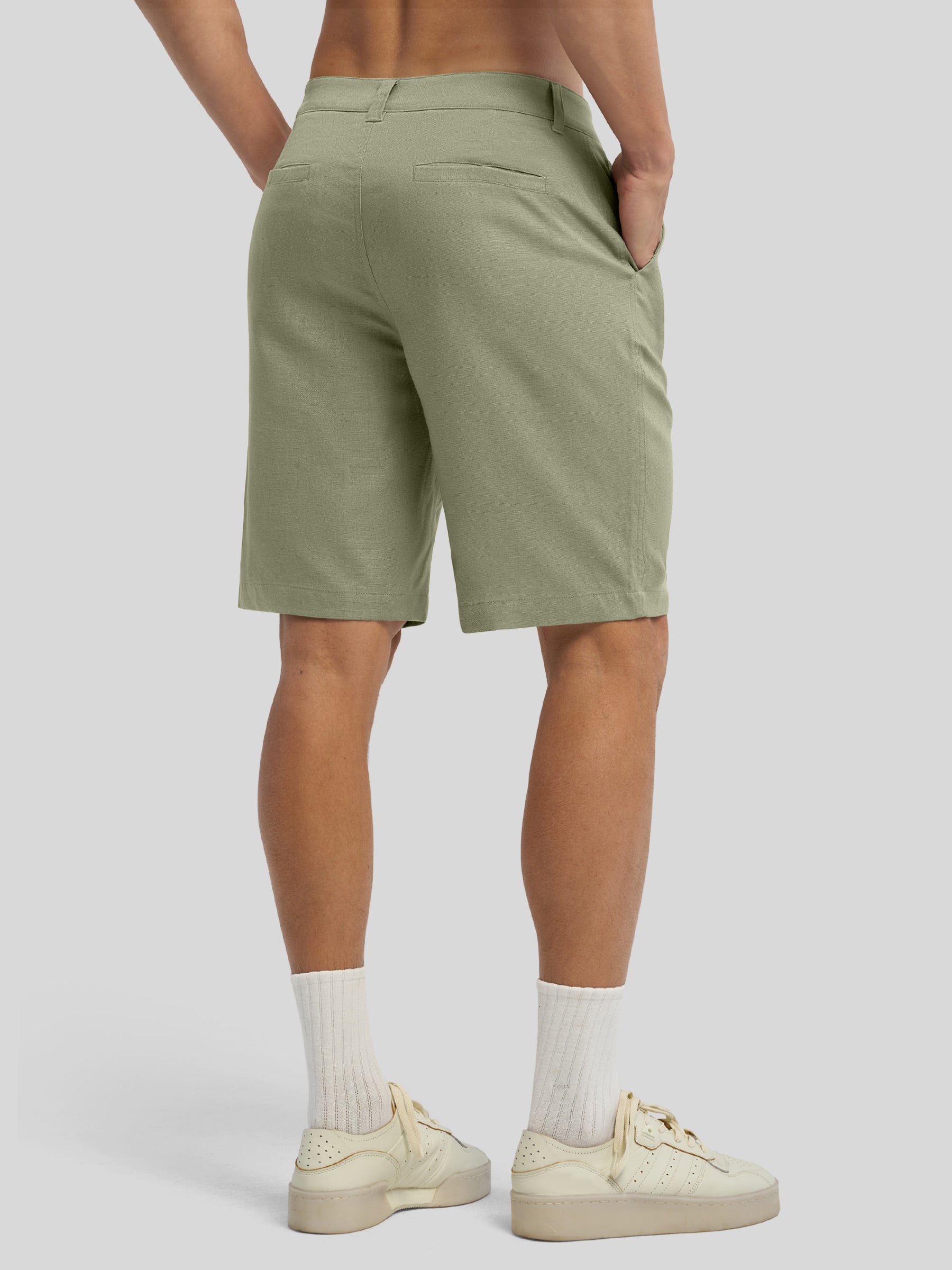 Men's Linen Shorts 10 Inch Flat Front - Image 24