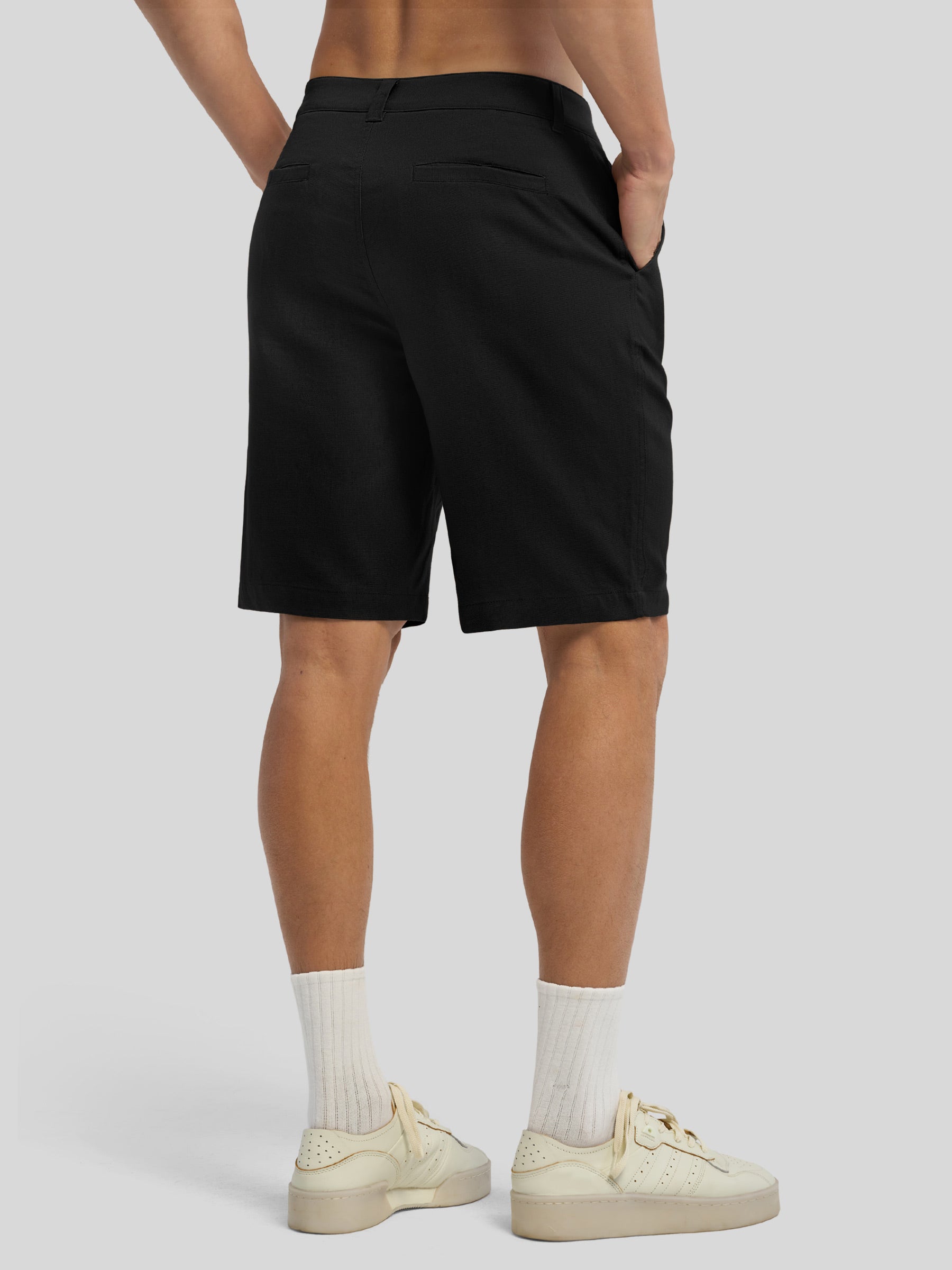 Men's Linen Shorts 10 Inch Flat Front - Image 40