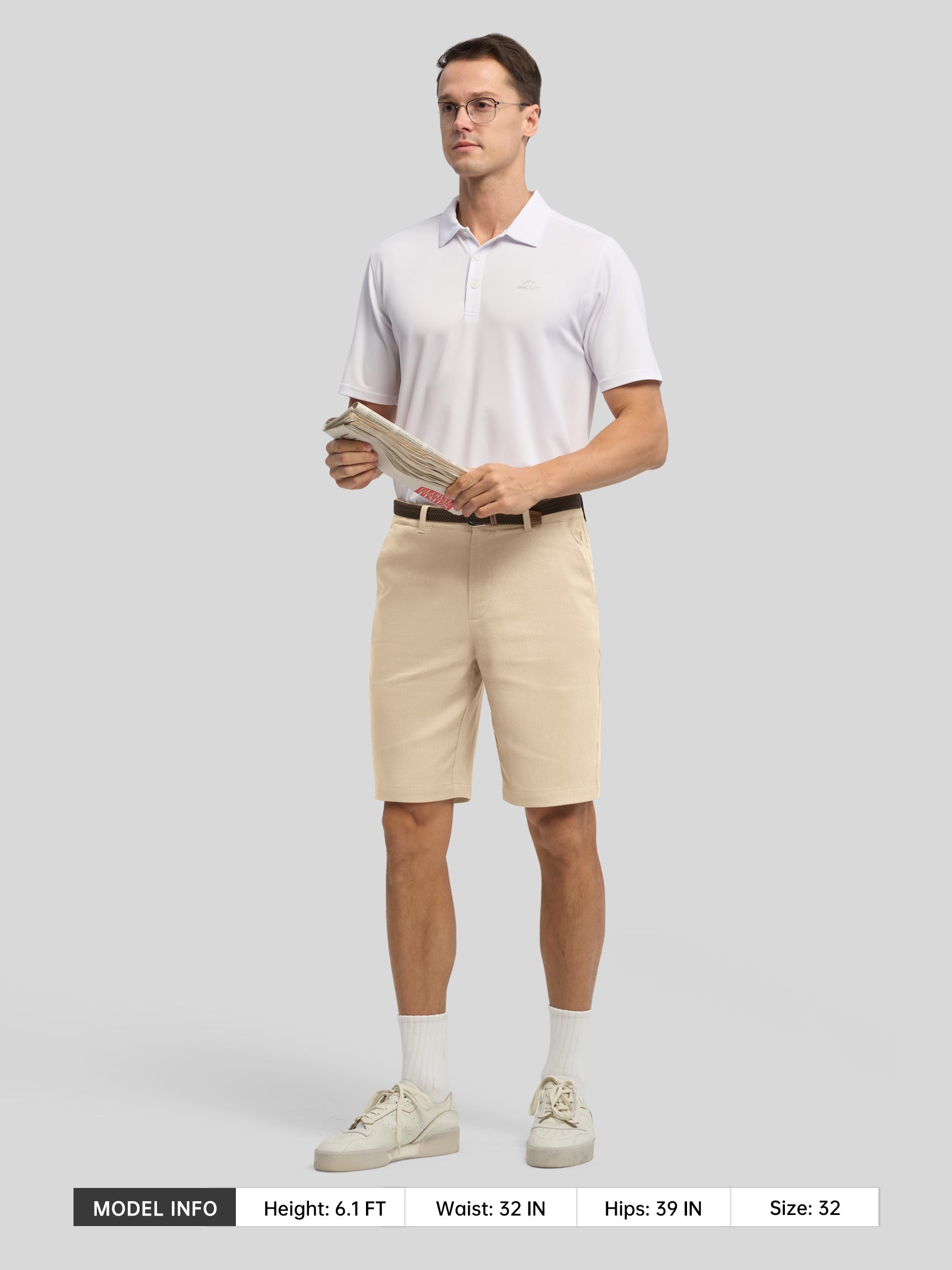 Men's Linen Shorts 10 Inch Flat Front - Image 3