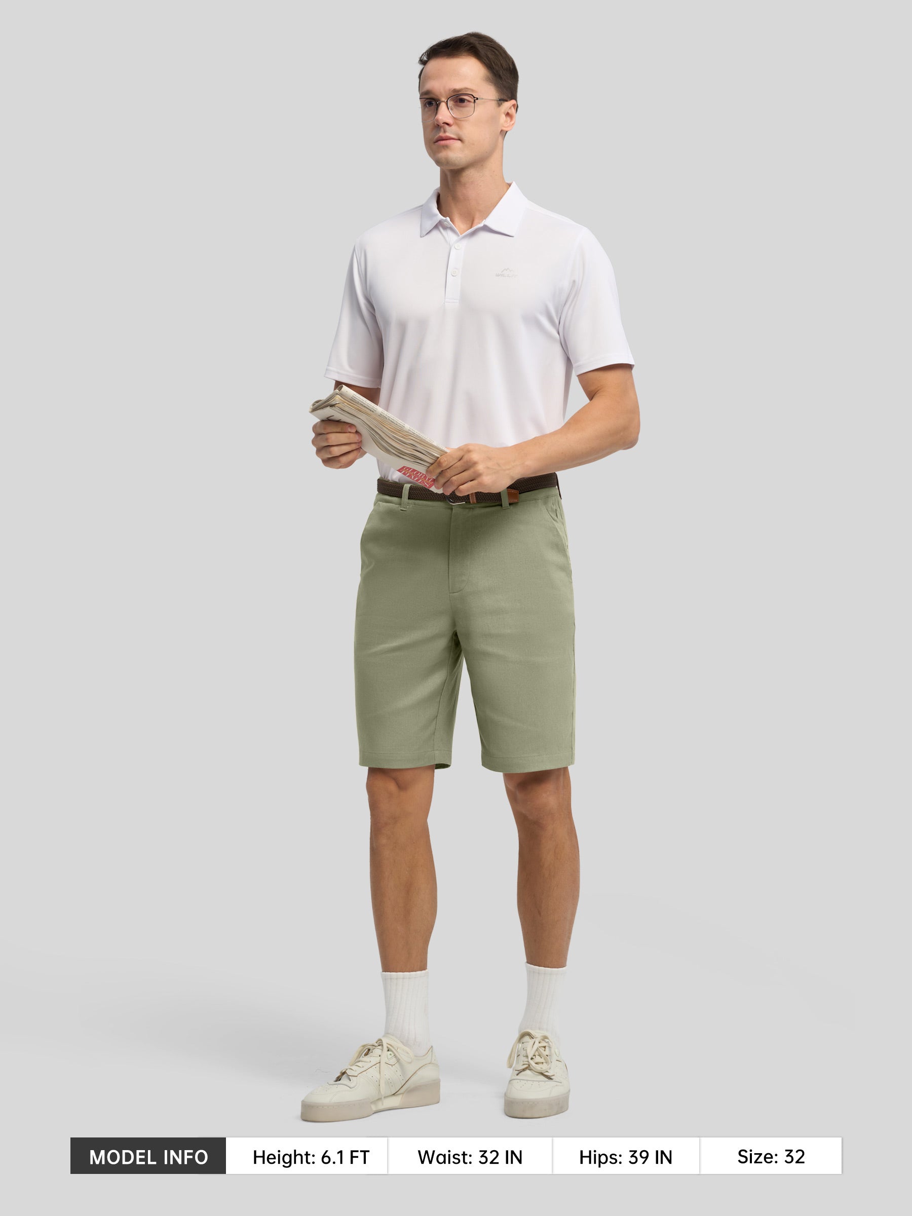 Men's Linen Shorts 10 Inch Flat Front - Image 23