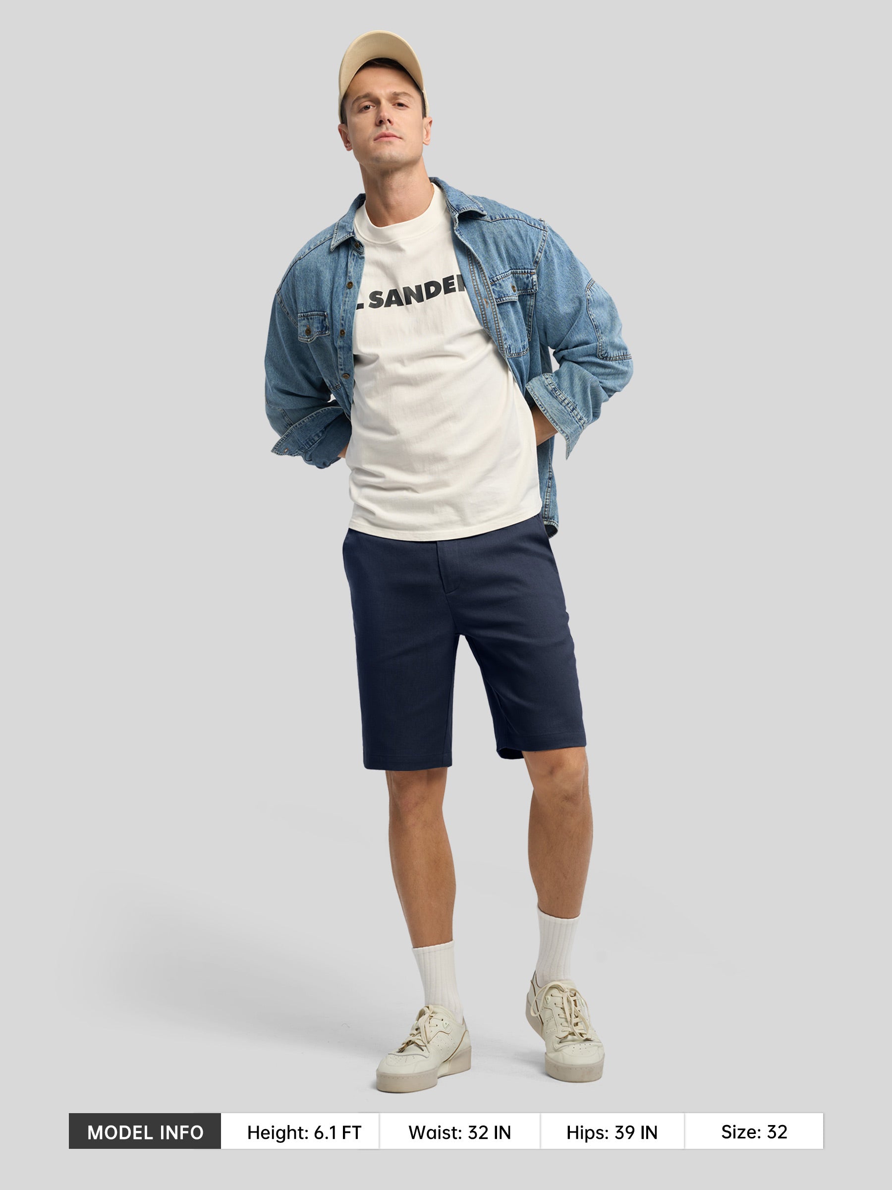 Men's Linen Shorts 10 Inch Flat Front - Image 34