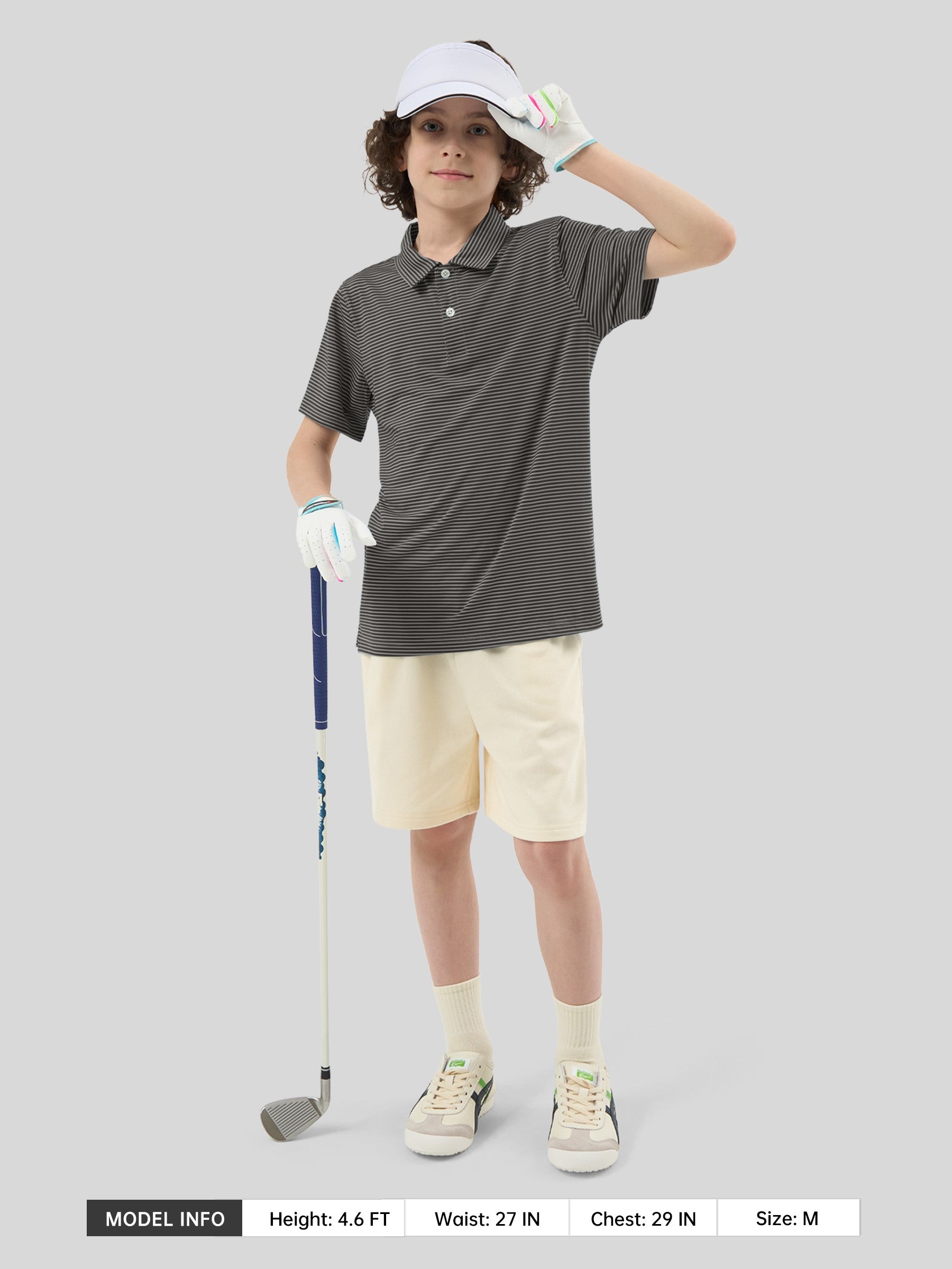Boy's Striped Golf Polo Shirts - Image 50