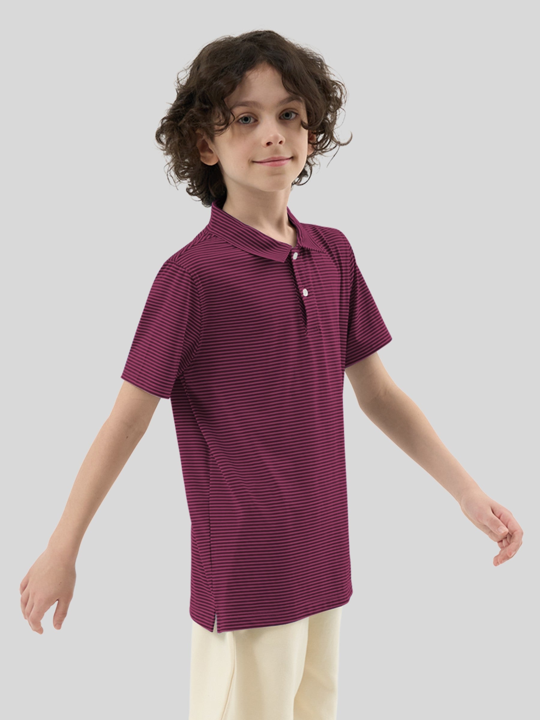 Boy's Striped Golf Polo Shirts - Image 14
