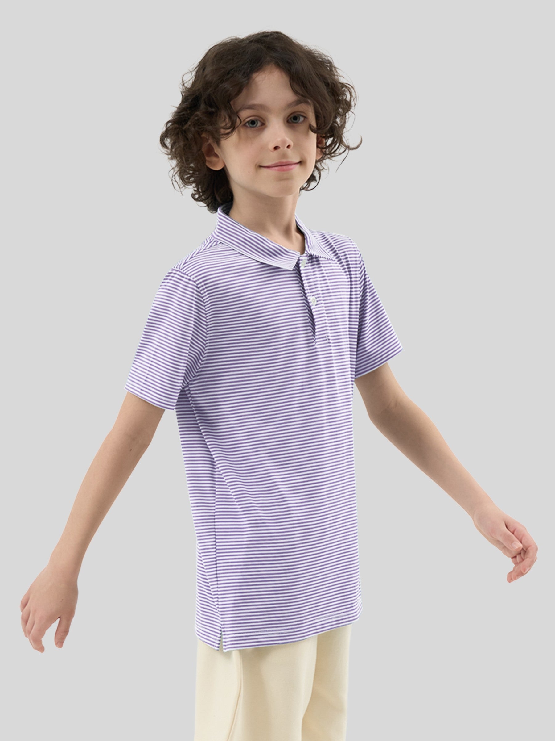 Boy's Striped Golf Polo Shirts - Image 34