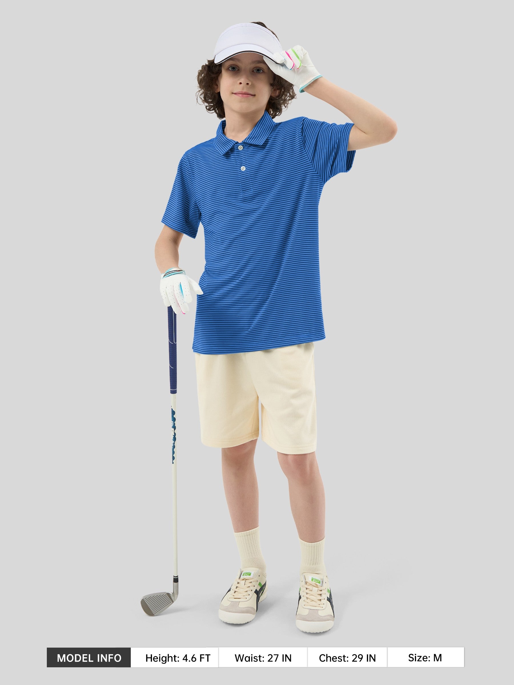 Boy's Striped Golf Polo Shirts - Image 40