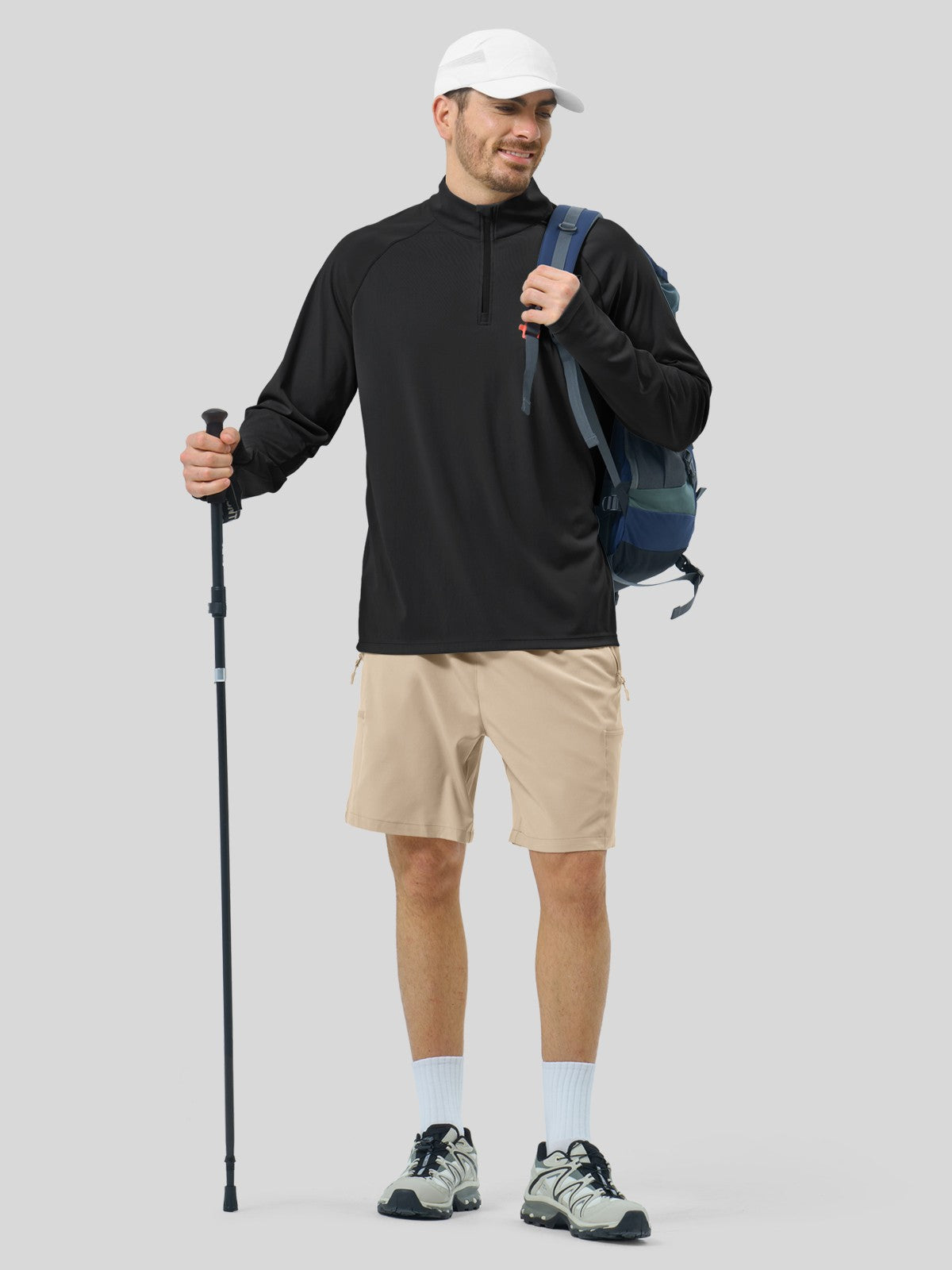 Men's Aero Sun Long Sleeve Zip Polo Shirt UPF 50+ - Image 37