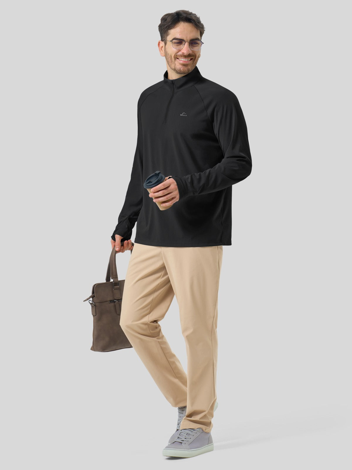 Men's Aero Sun Long Sleeve Zip Polo Shirt UPF 50+ - Image 38