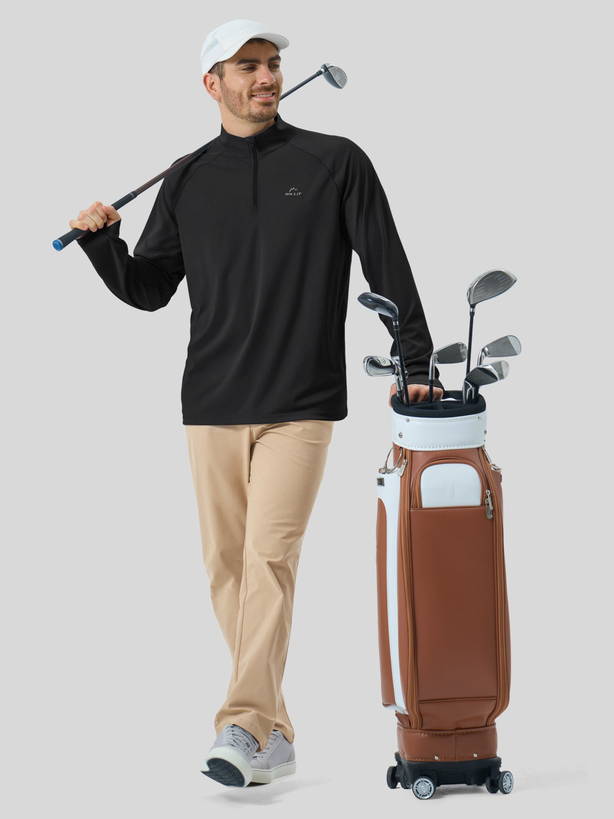 Men's Aero Sun Long Sleeve Zip Polo Shirt UPF 50+ - Image 39