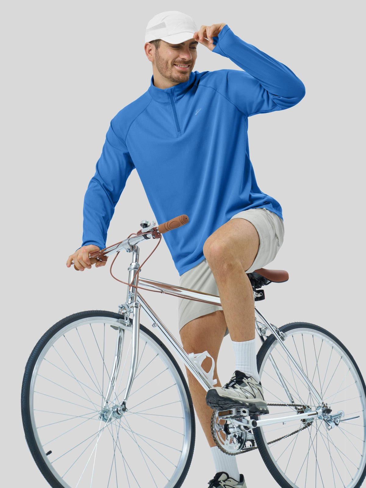 Men's Aero Sun Long Sleeve Zip Polo Shirt UPF 50+ - Image 29