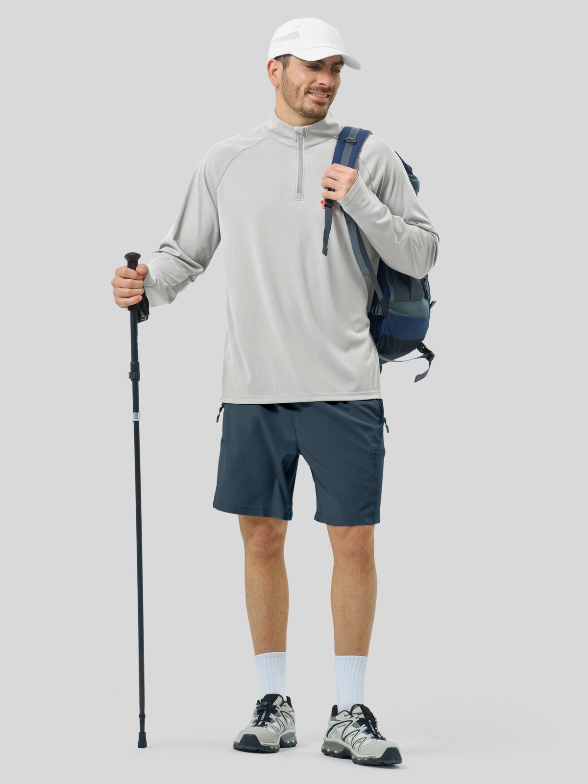 Men's Aero Sun Long Sleeve Zip Polo Shirt UPF 50+ - Image 43