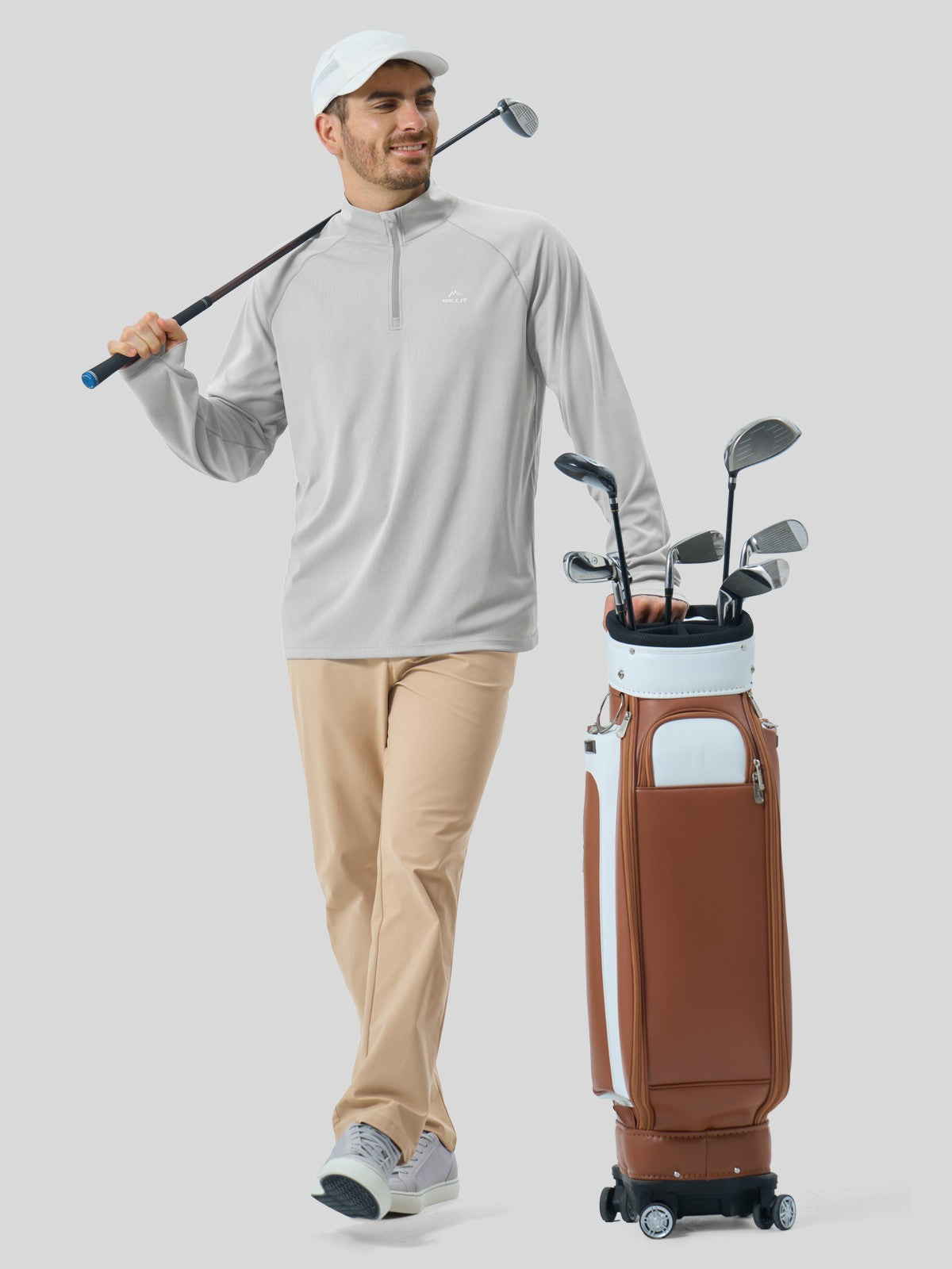 Men's Aero Sun Long Sleeve Zip Polo Shirt UPF 50+ - Image 44
