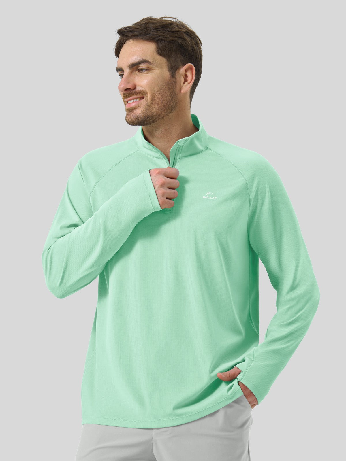 Men's Aero Sun Long Sleeve Zip Polo Shirt UPF 50+ - Image 21