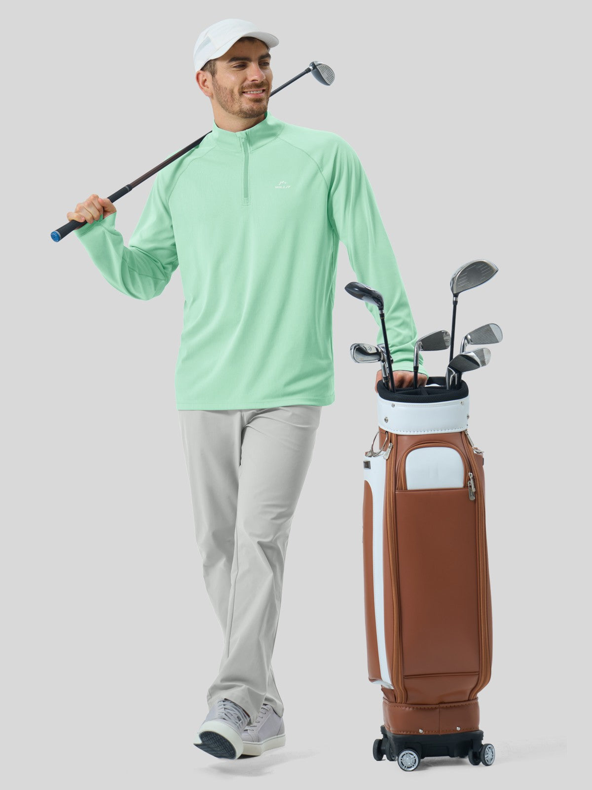 Men's Aero Sun Long Sleeve Zip Polo Shirt UPF 50+ - Image 24