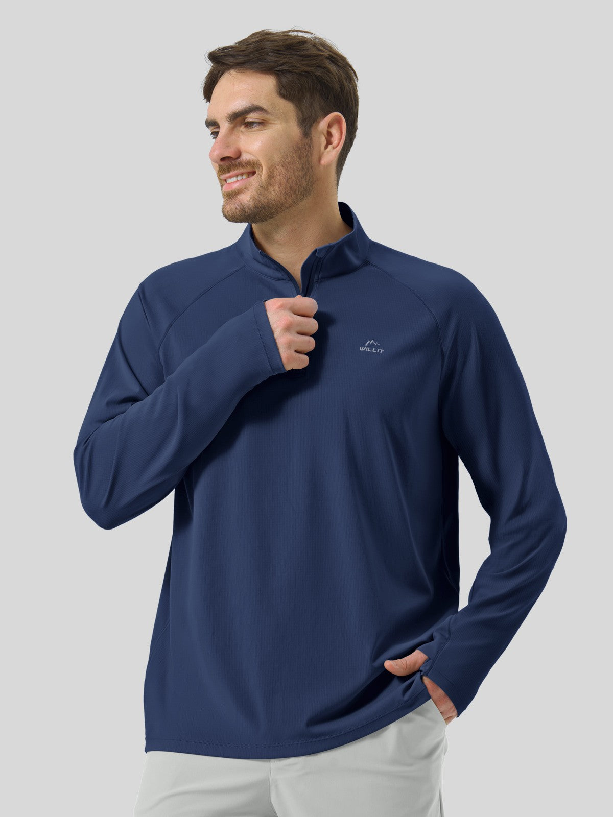 Men's Aero Sun Long Sleeve Zip Polo Shirt UPF 50+ - Image 31