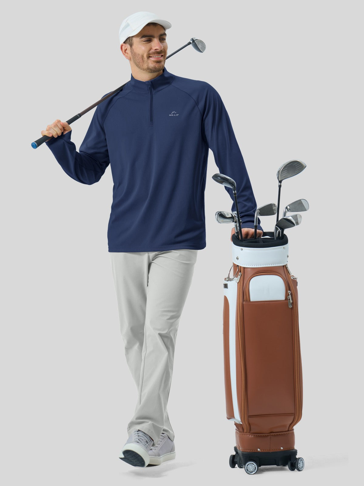 Men's Aero Sun Long Sleeve Zip Polo Shirt UPF 50+ - Image 33
