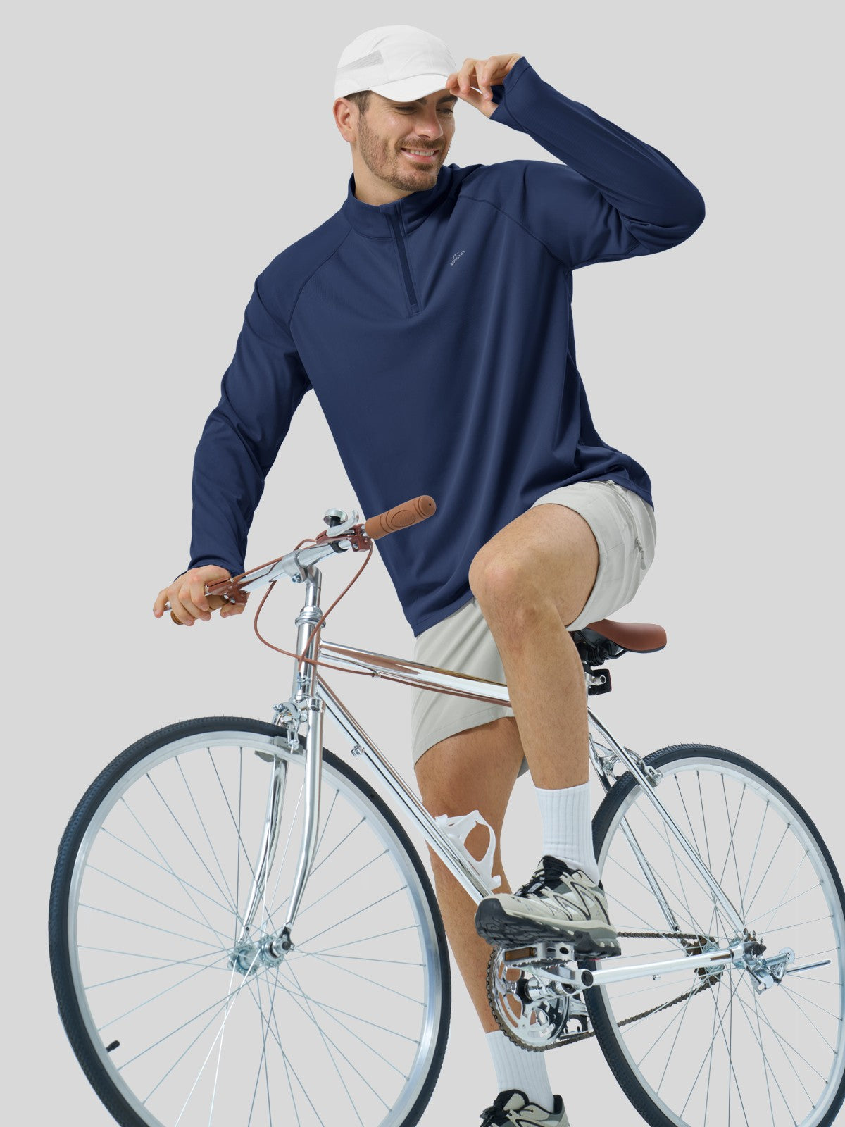 Men's Aero Sun Long Sleeve Zip Polo Shirt UPF 50+ - Image 34