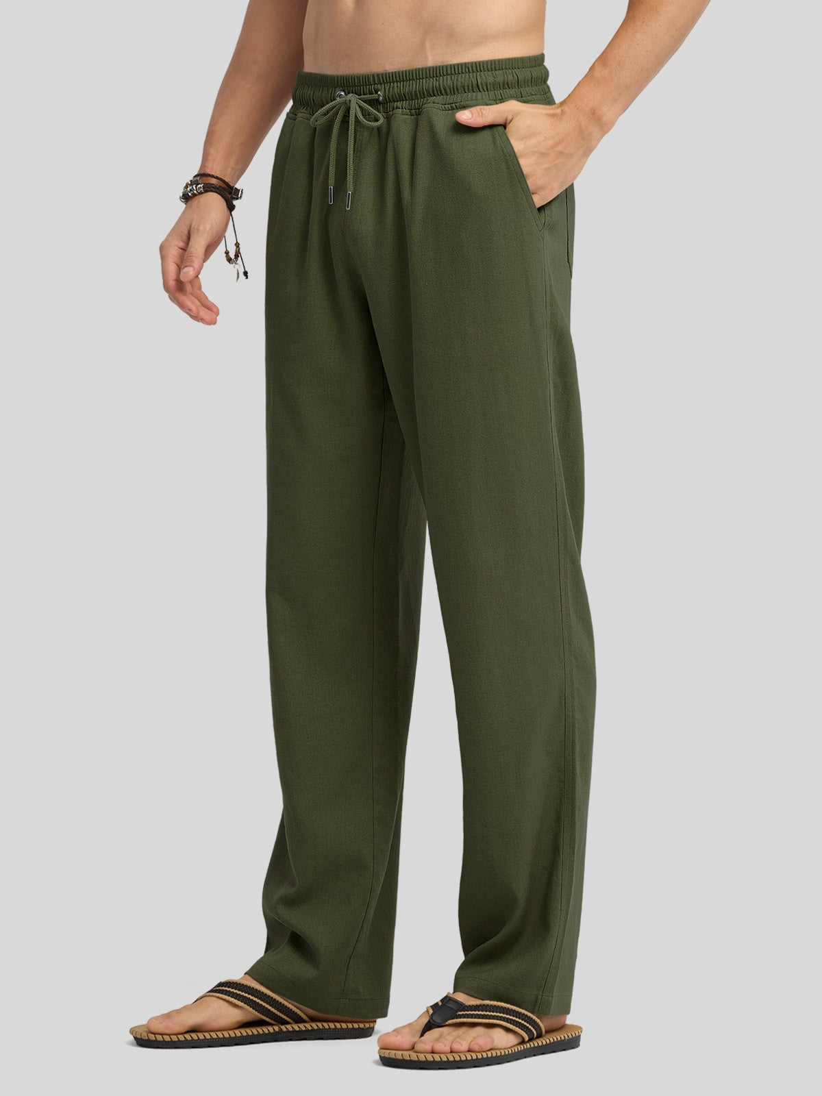 Men's Casual Linen Drawstring Pants - Image 8