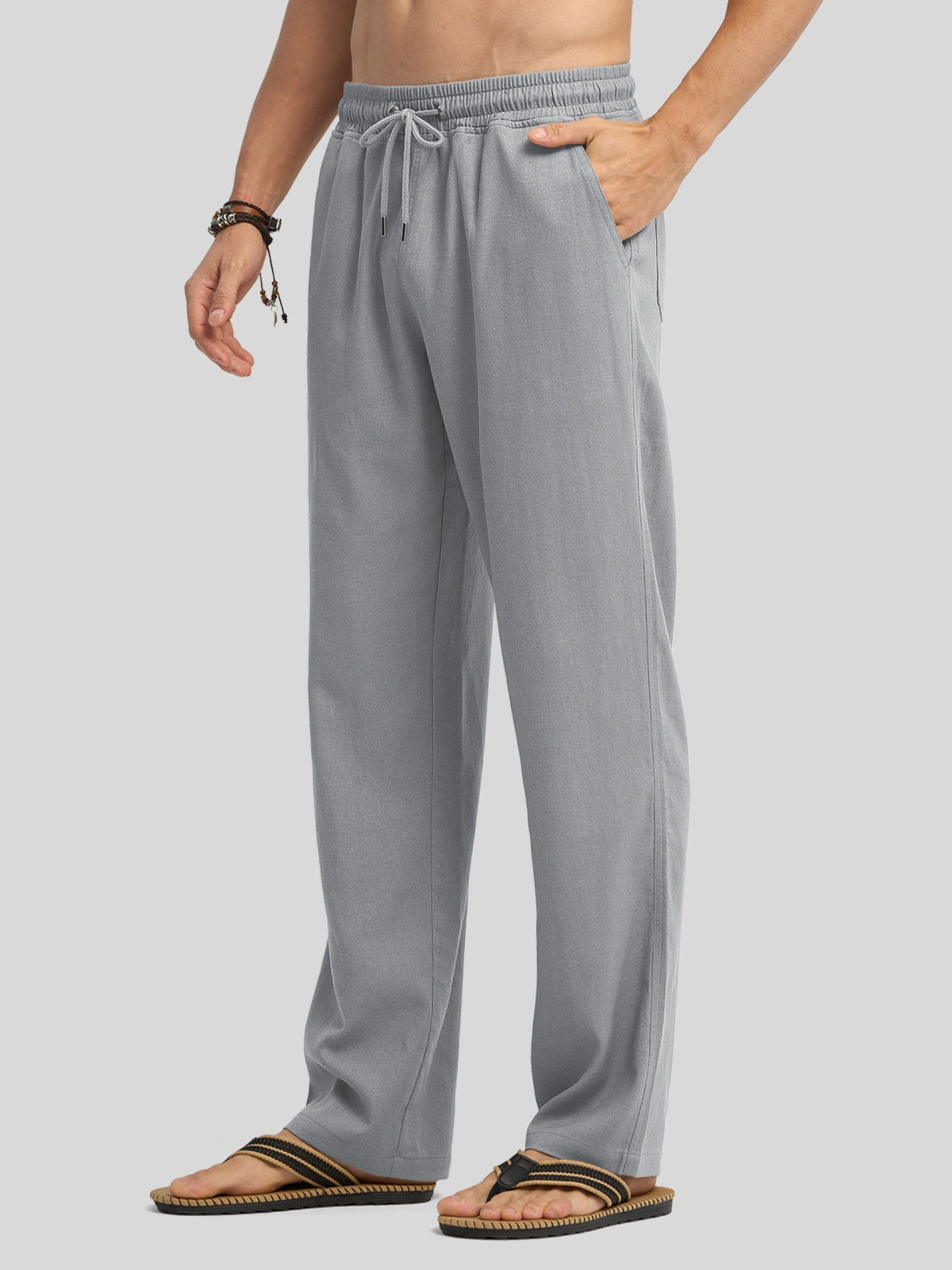 Men's Casual Linen Drawstring Pants - Image 24