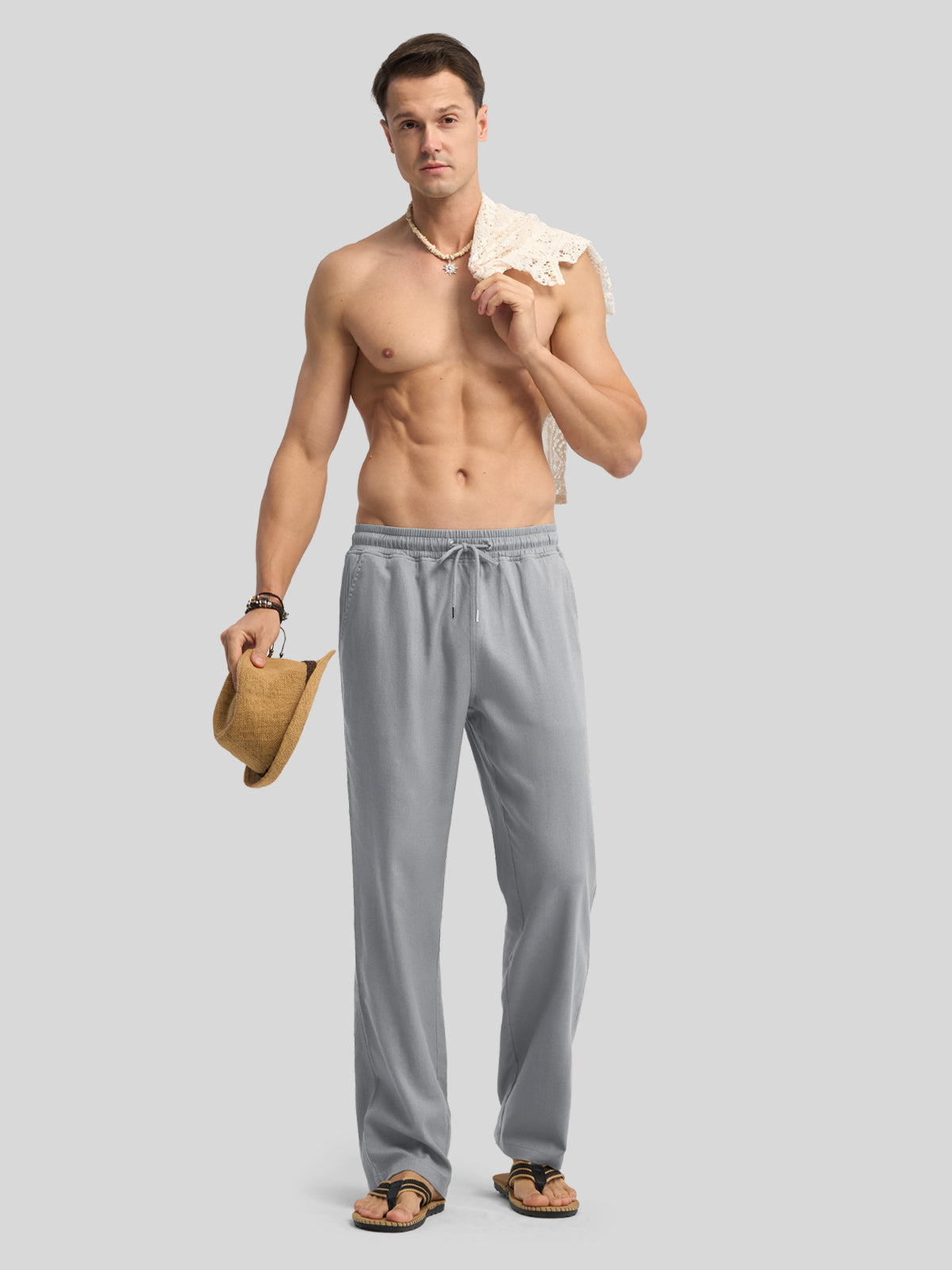 Men's Casual Linen Drawstring Pants - Image 26