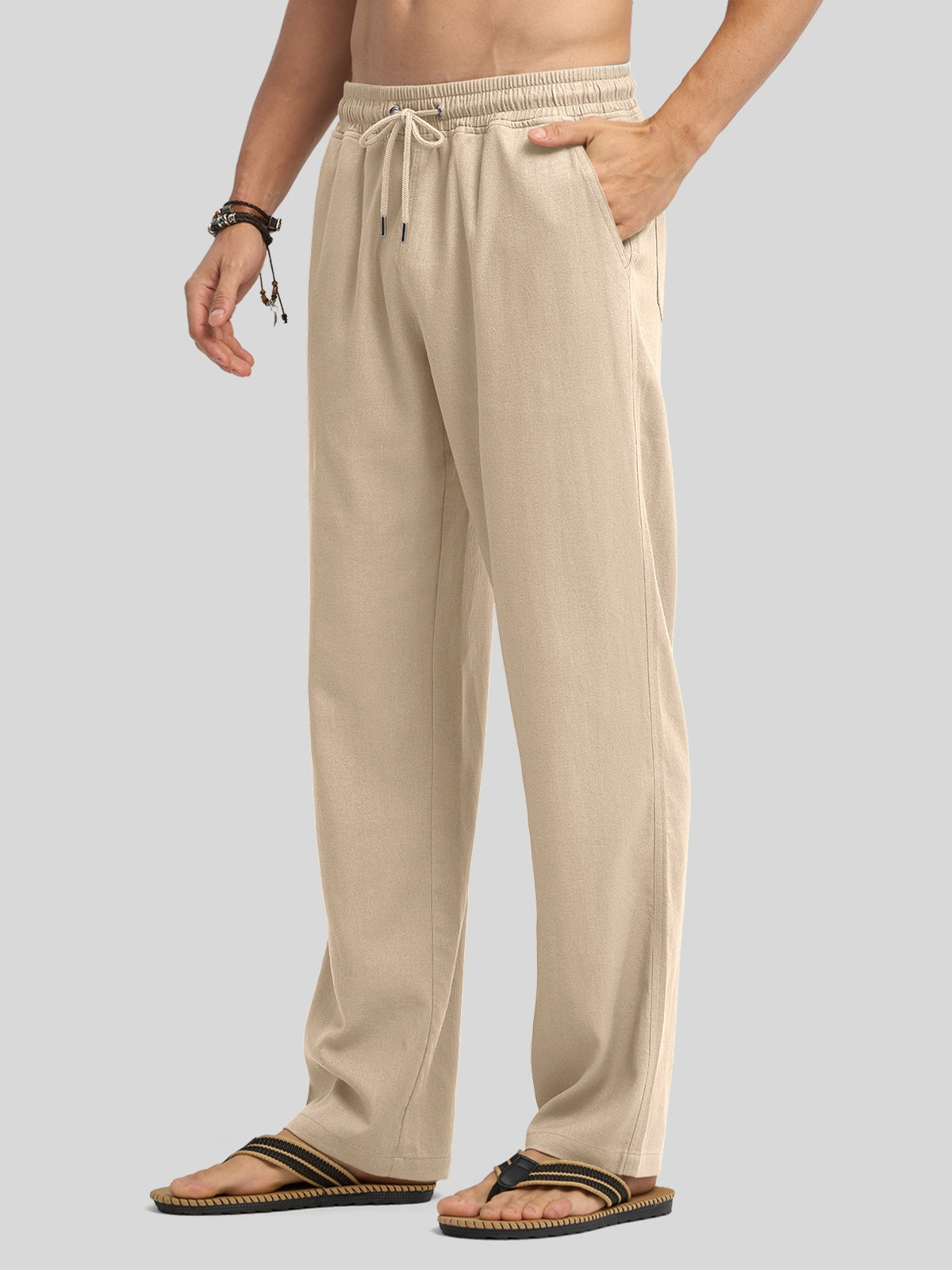 Men's Casual Linen Drawstring Pants - Image 30