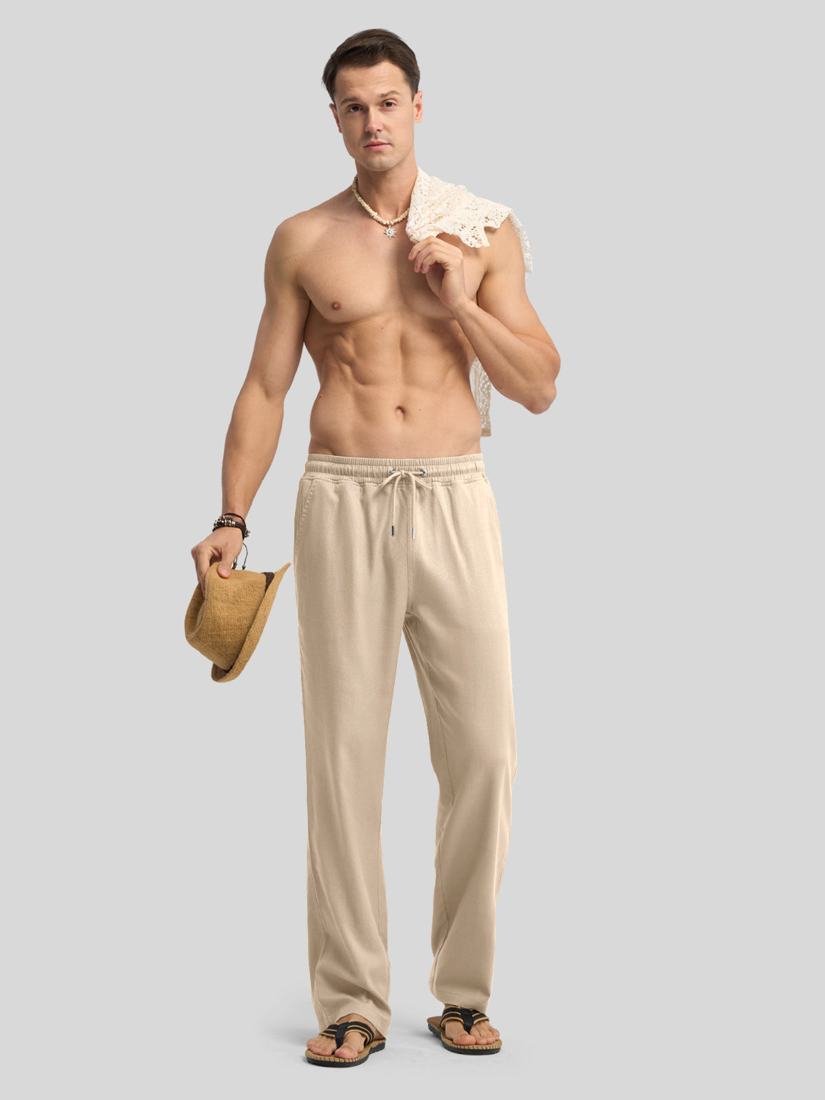 Men's Casual Linen Drawstring Pants - Image 32