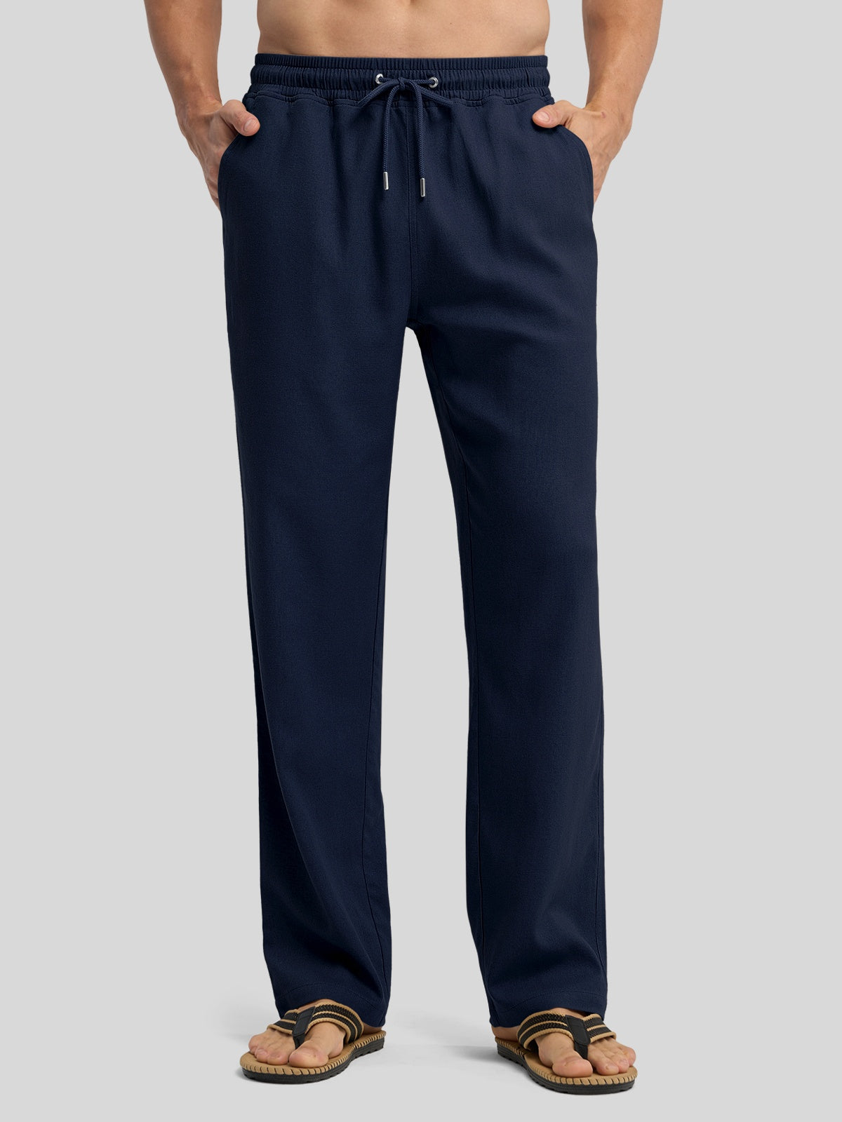 Men's Casual Linen Drawstring Pants - Image 35