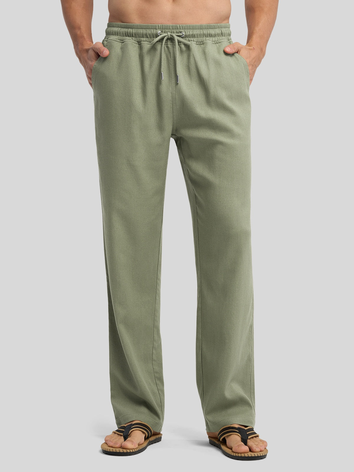 Men's Casual Linen Drawstring Pants - Image 41