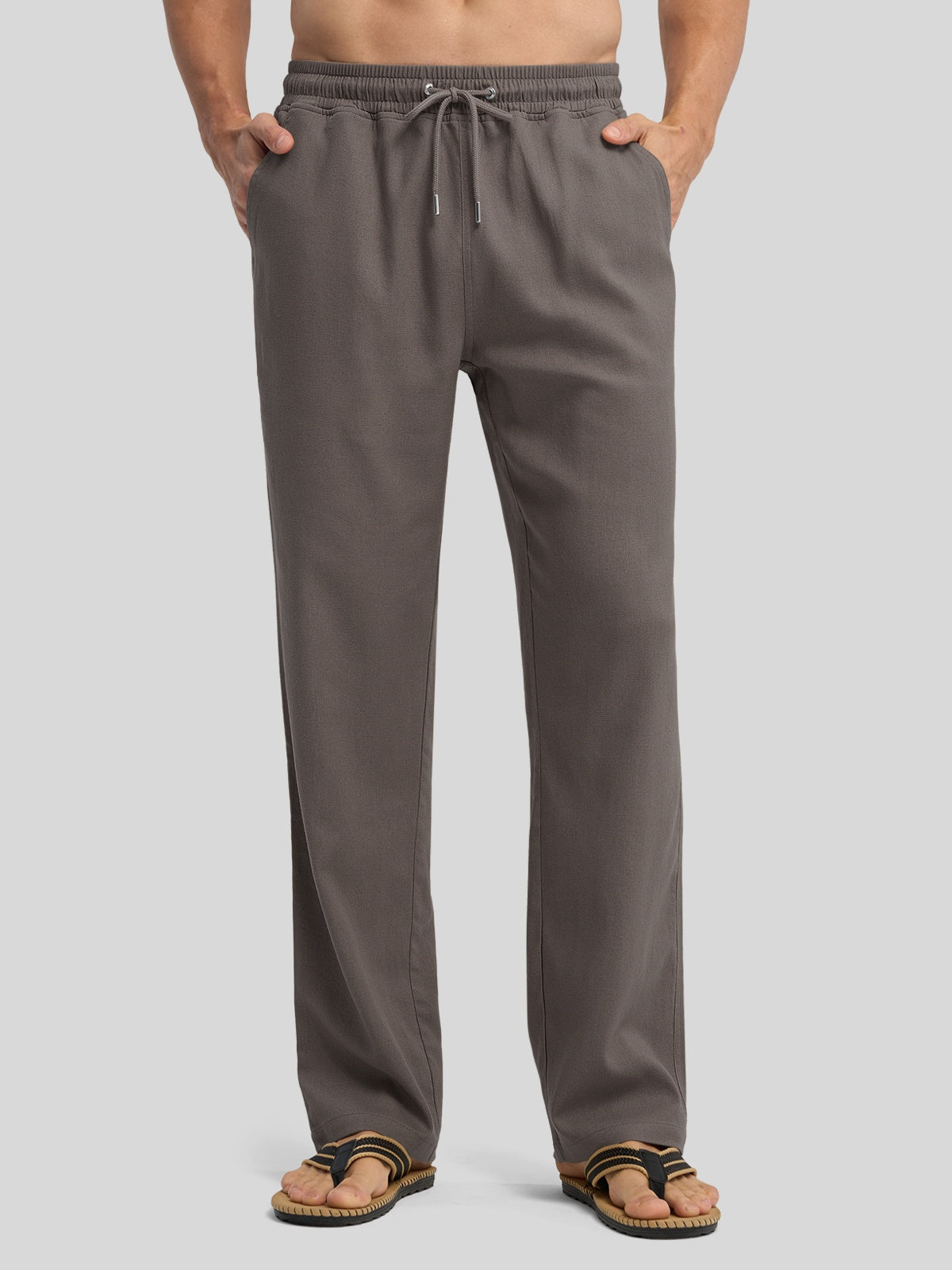Men's Casual Linen Drawstring Pants - Image 47