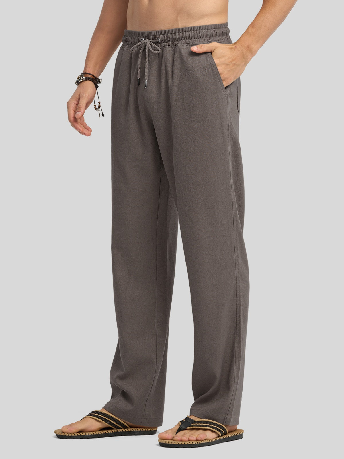 Men's Casual Linen Drawstring Pants - Image 48
