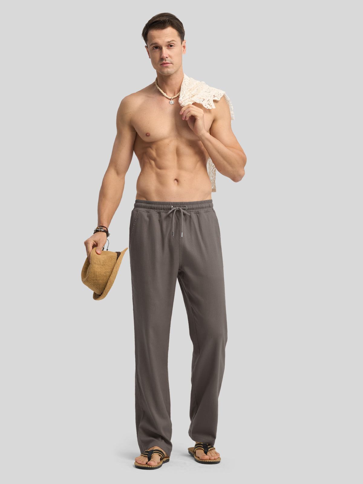 Men's Casual Linen Drawstring Pants - Image 50