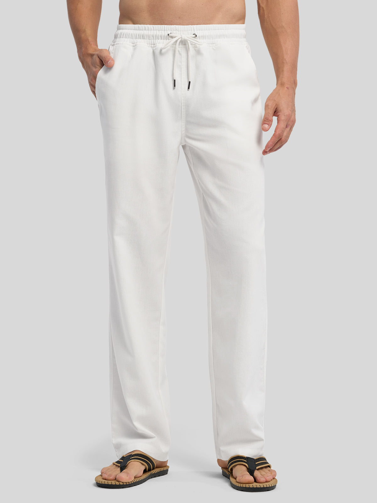 Men's Casual Linen Drawstring Pants - Image 53