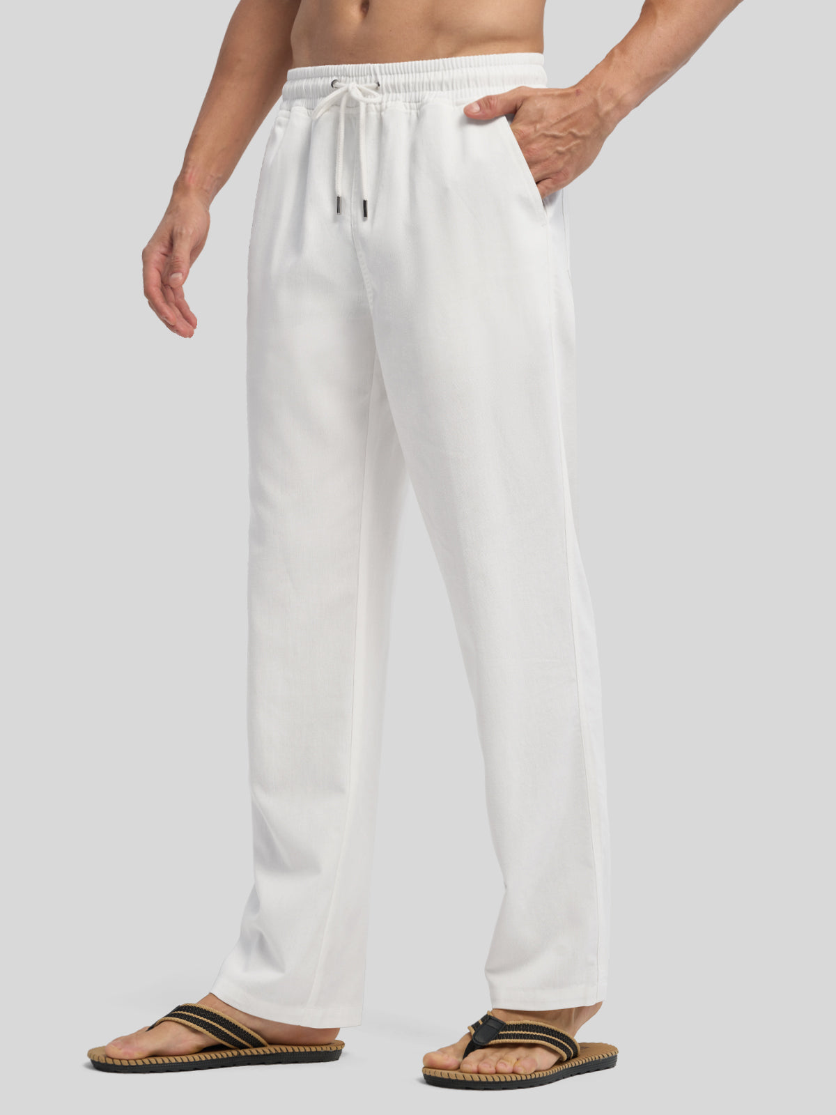 Men's Casual Linen Drawstring Pants - Image 54