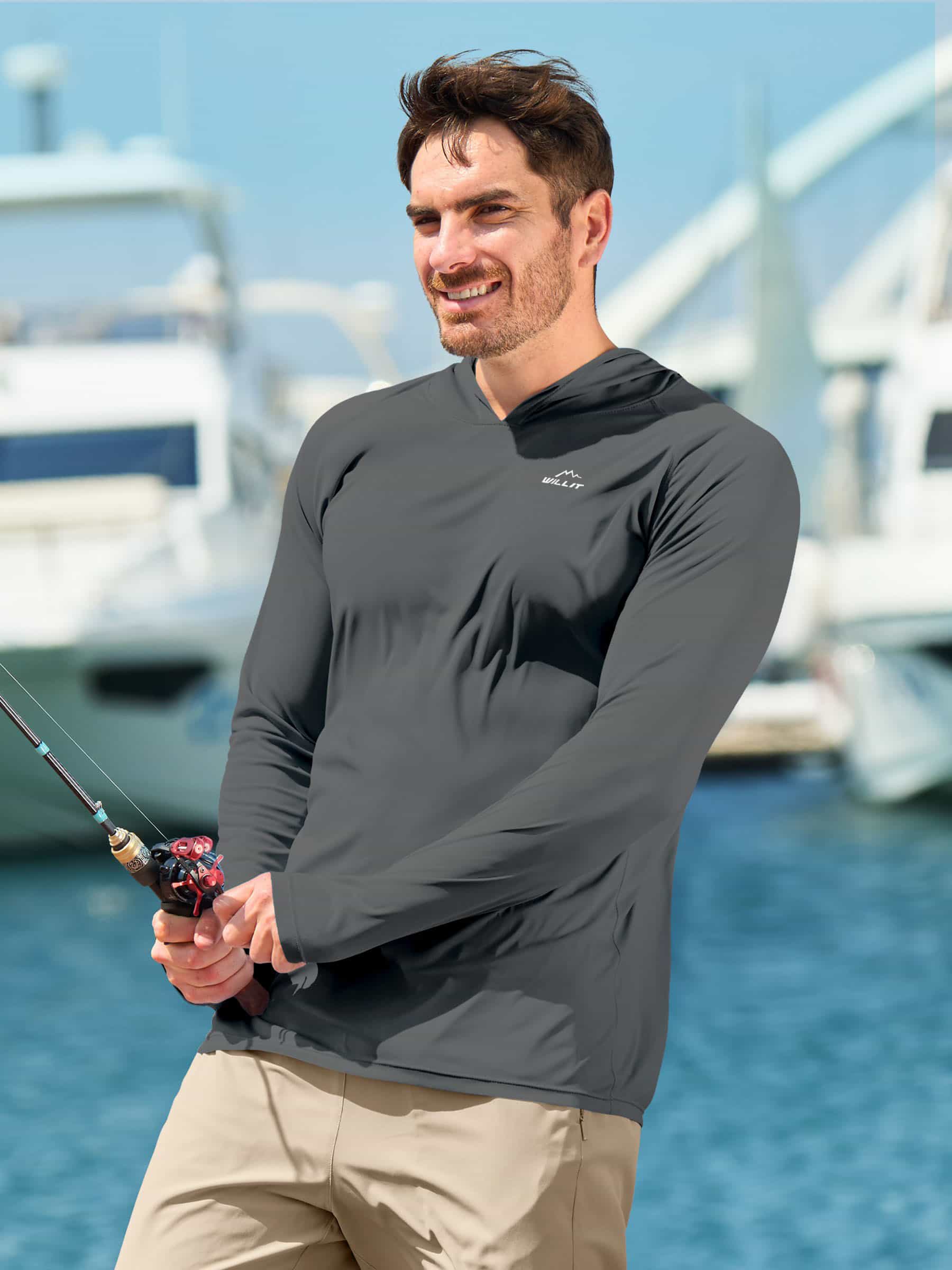 Men's Sun Protection Long Sleeve Shirts with Hood - Image 46