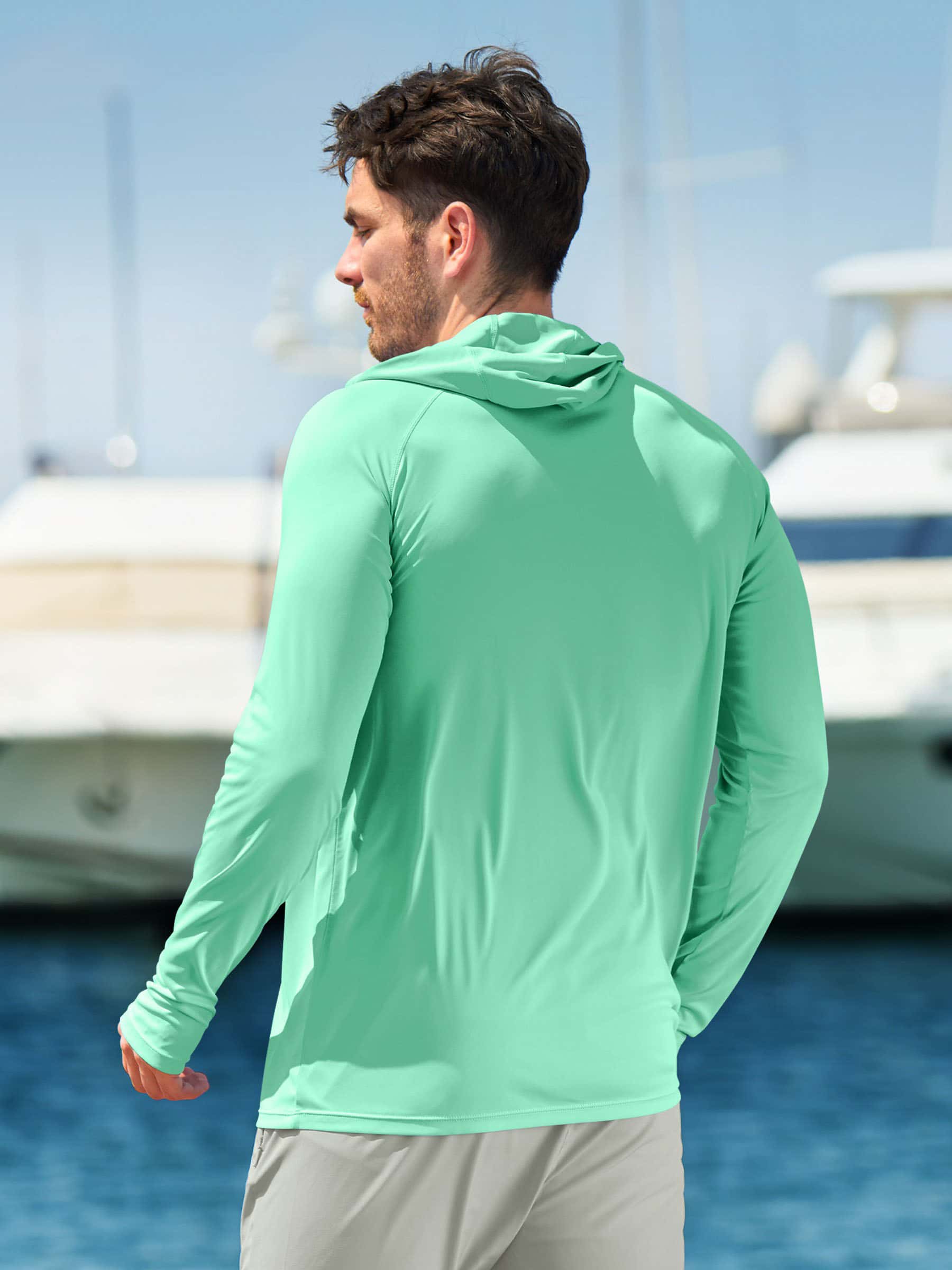 Men's Sun Protection Long Sleeve Shirts with Hood - Image 39