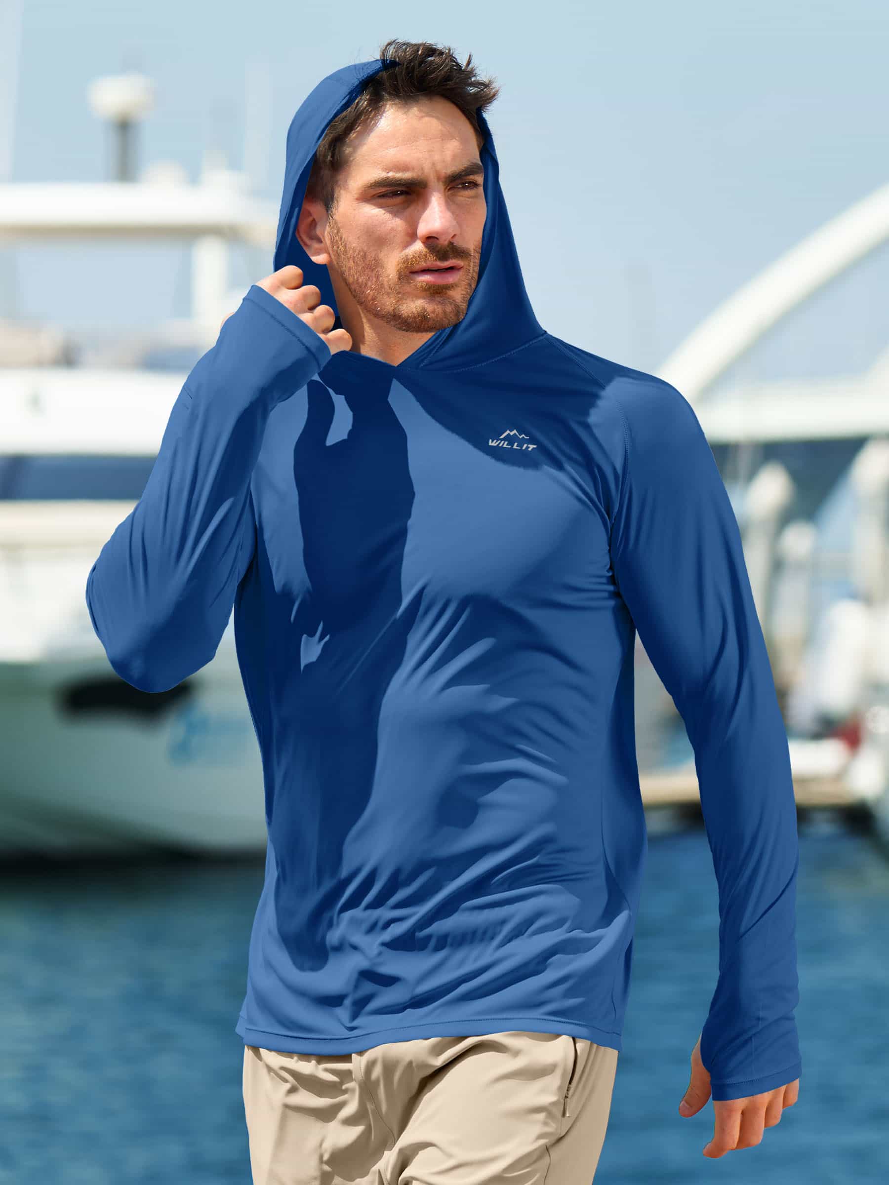 Men's Sun Protection Long Sleeve Shirts with Hood - Image 30