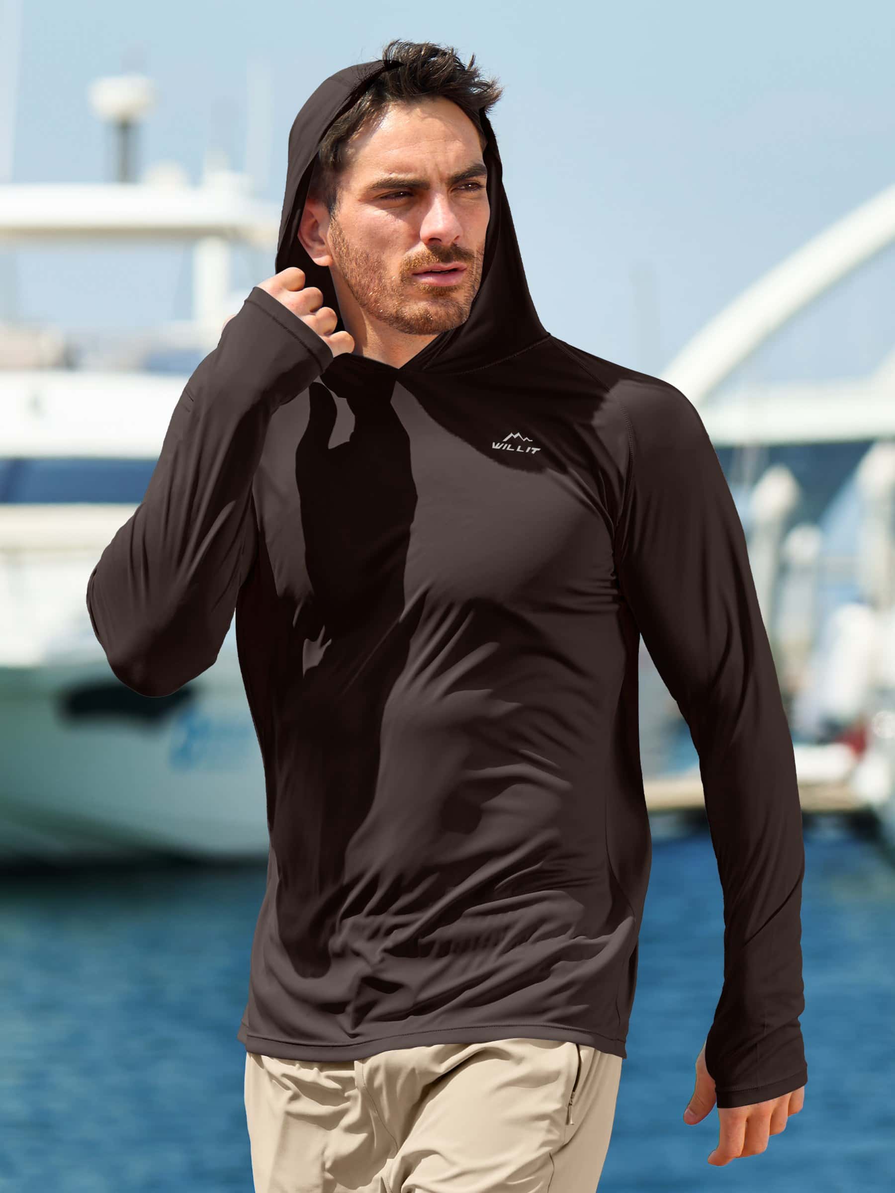 Men's Sun Protection Long Sleeve Shirts with Hood - Image 25